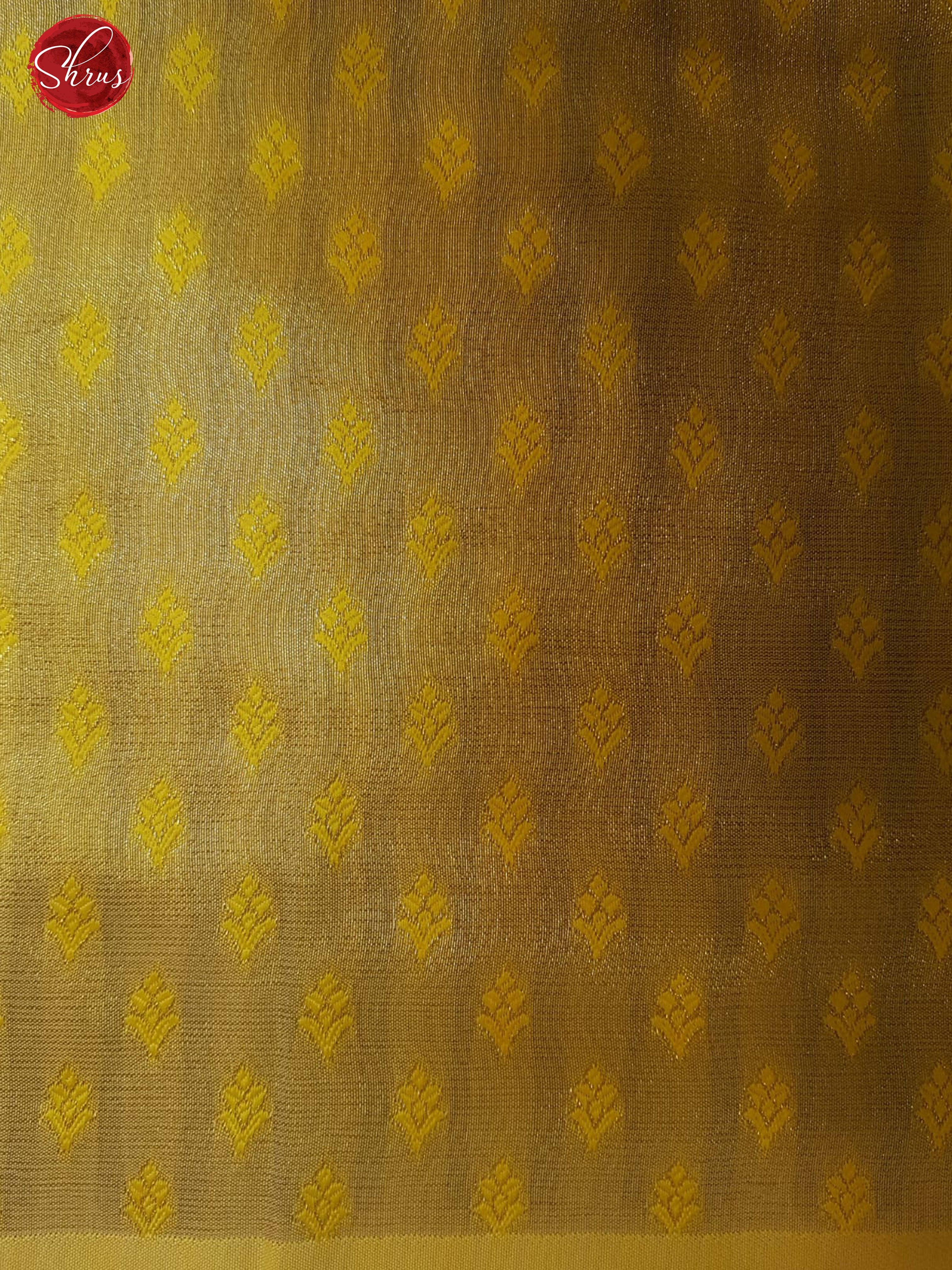 Gold & Yellow - Semi Kanchipuram Silk with zari woven floral brocade on the body & Contrast Zari Border - Shop on ShrusEternity.com