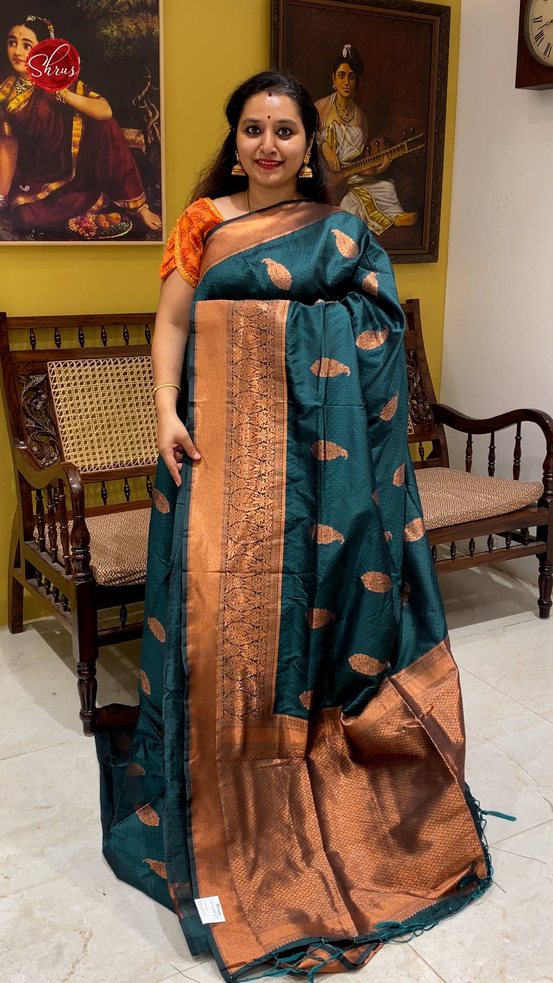 Green - Semi Kanchipuram Silk - Shop on ShrusEternity.com