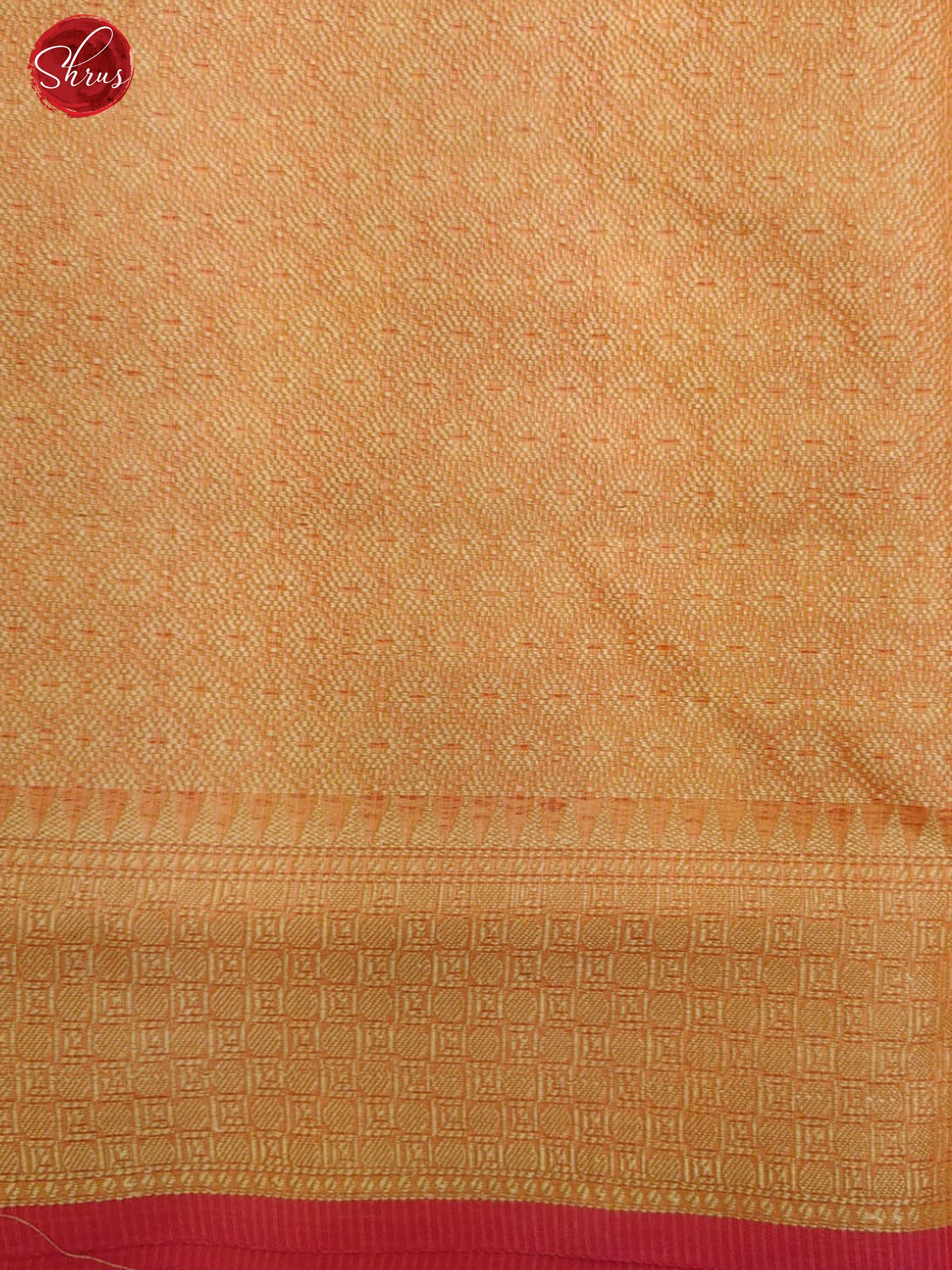 Peach(Single Tone)- Banarasi Silk Cotton with zari woven brocade on the body & Zari Border - Shop on ShrusEternity.com