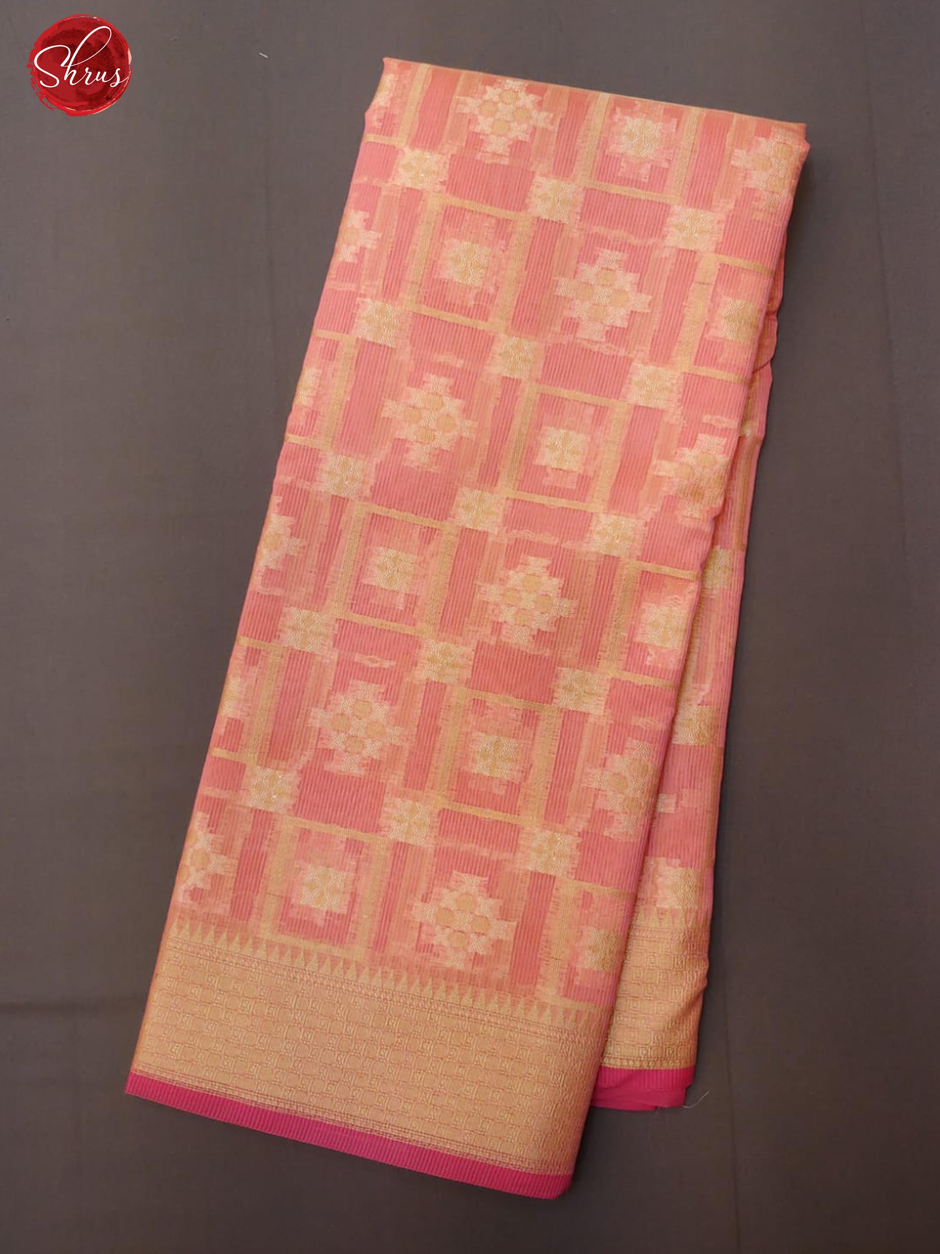 Pink(Single Tone)- Banarasi Silk Cotton with zari brocade on the body& Zari Border - Shop on ShrusEternity.com