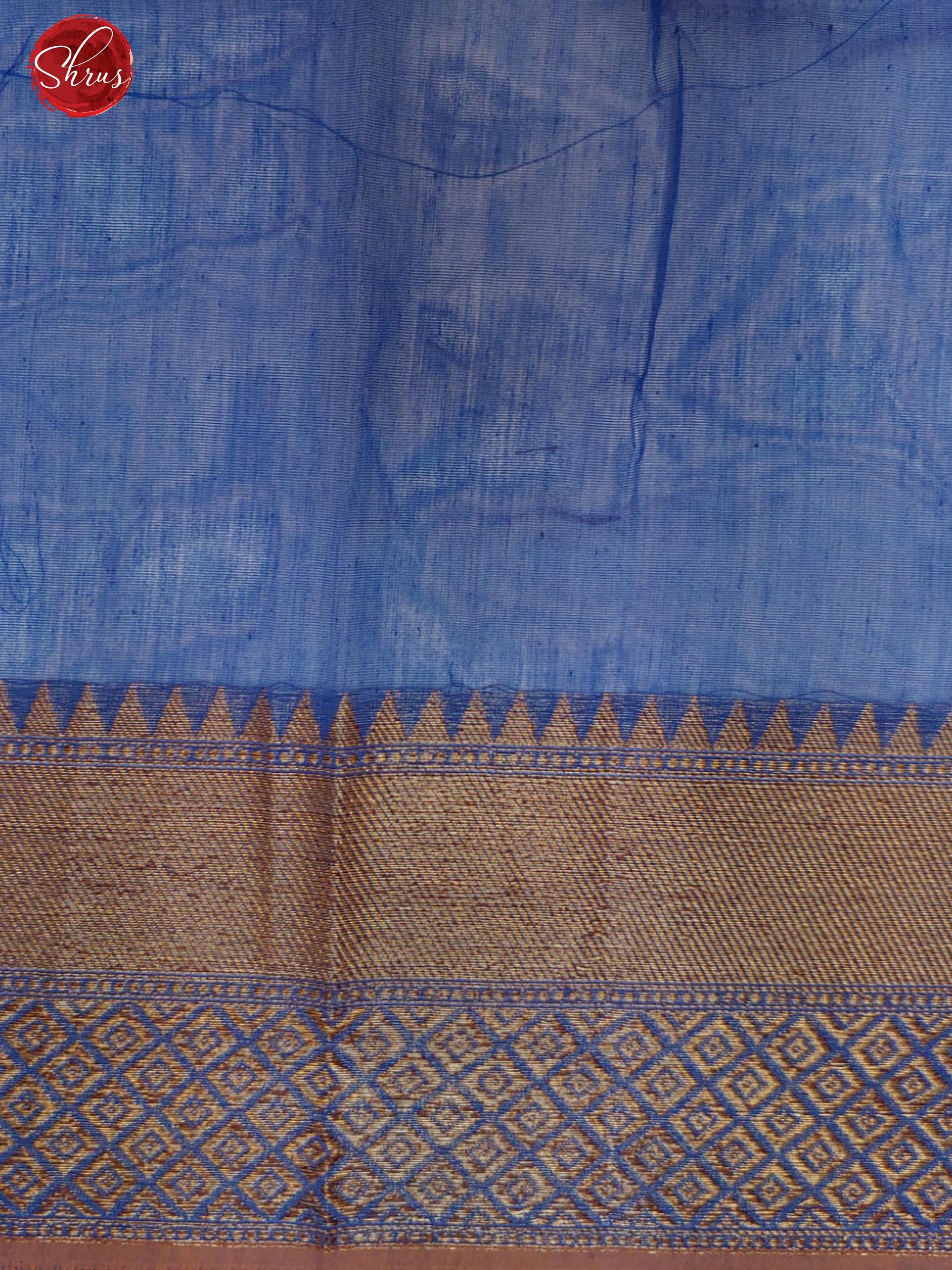Blue(Single Tone)- Banarasi Silk Cotton with zari , thread woven floral motifs on the body & Zari Border - Shop on ShrusEternity.com