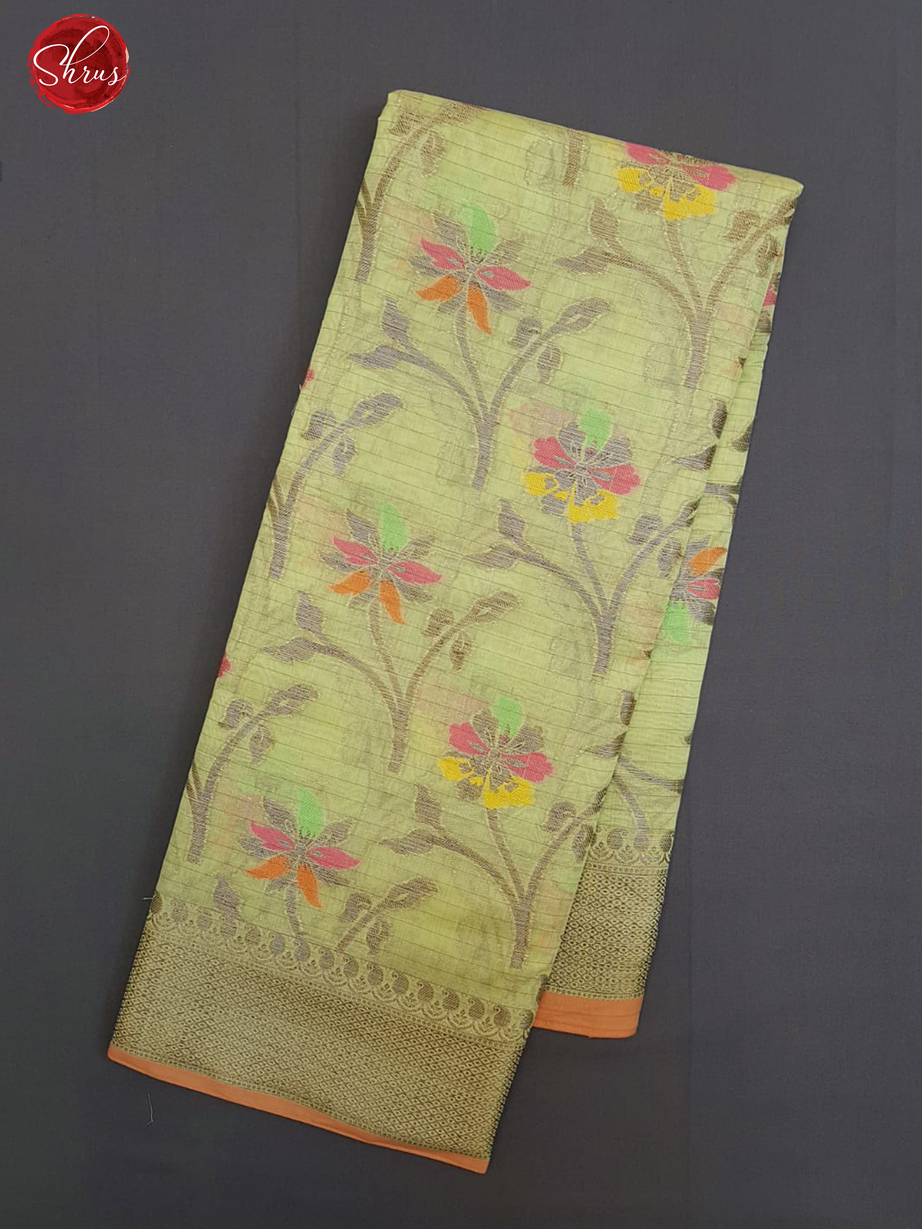 Green(Single Tone)- Banarasi Silk Cotton with zari , thread woven brocade on the body& Zari Border - Shop on ShrusEternity.com