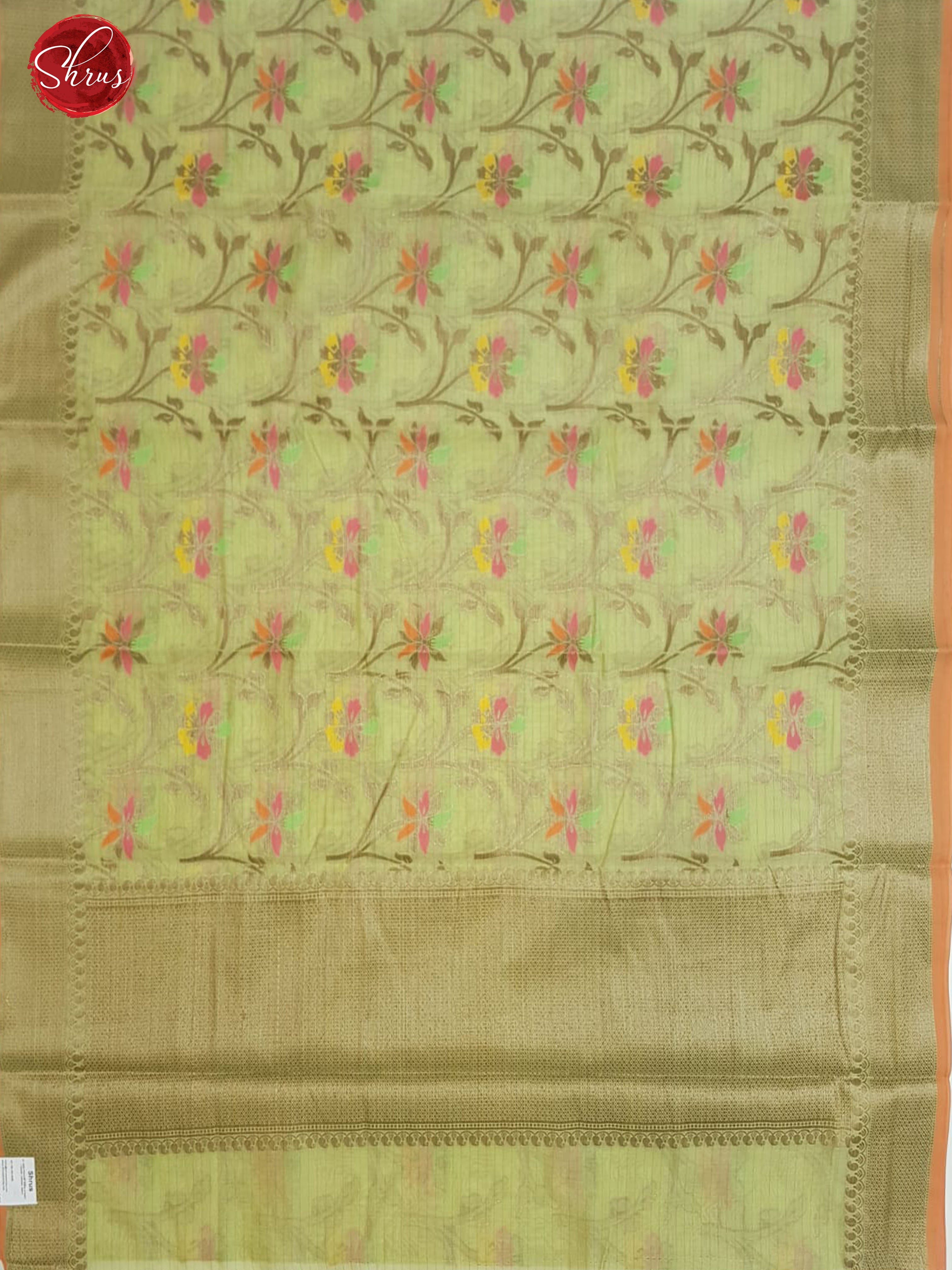Green(Single Tone)- Banarasi Silk Cotton with zari , thread woven brocade on the body& Zari Border - Shop on ShrusEternity.com
