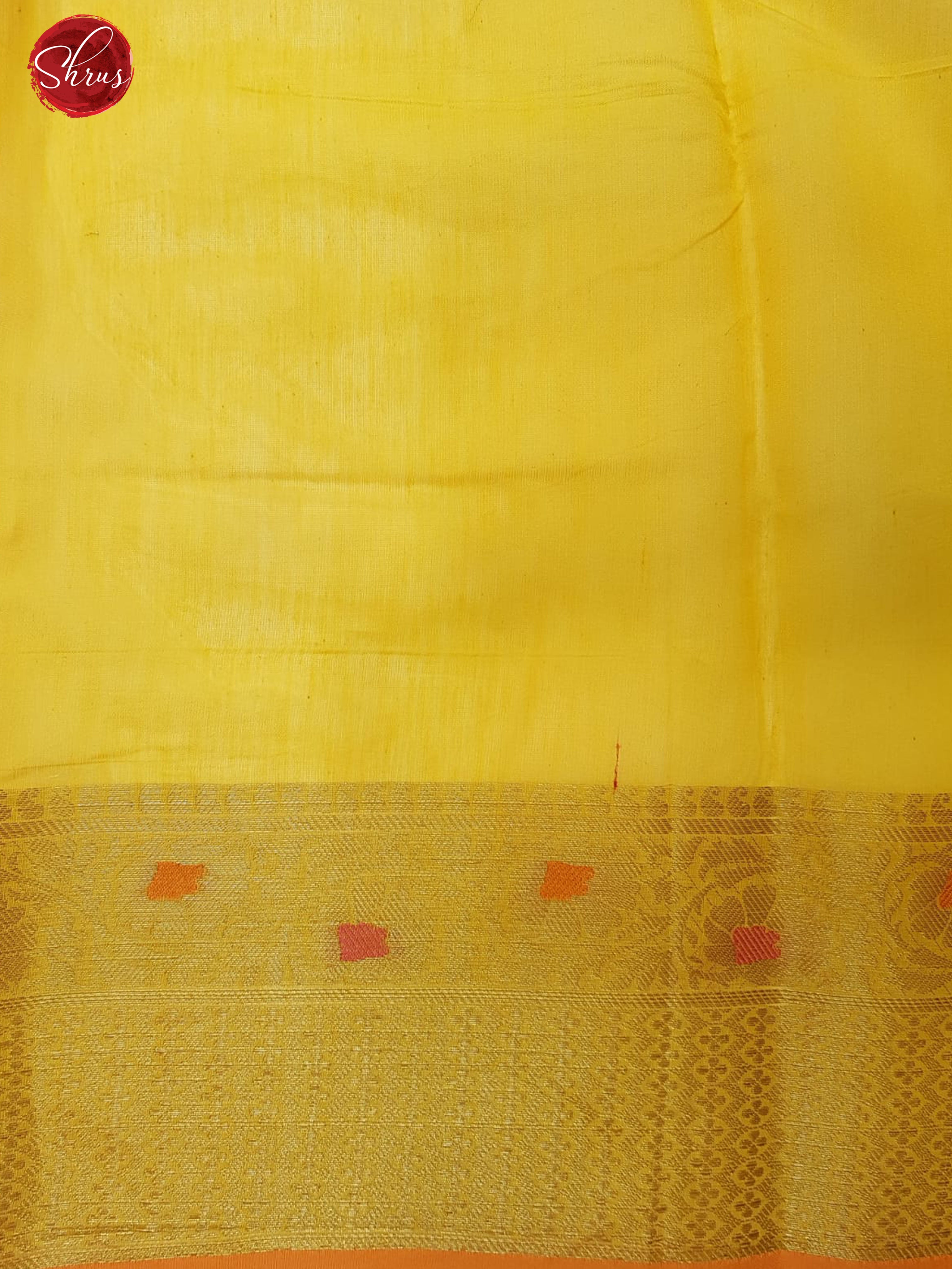 Yellow(Single tone)- Banarasi Silk Cotton with zari brocade on the body & Zari Border - Shop on ShrusEternity.com