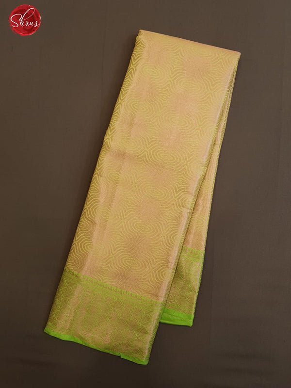 Beige & Green - Tanchoi Semi Silk with brocade on the body & Contrast Zari Border - Shop on ShrusEternity.com