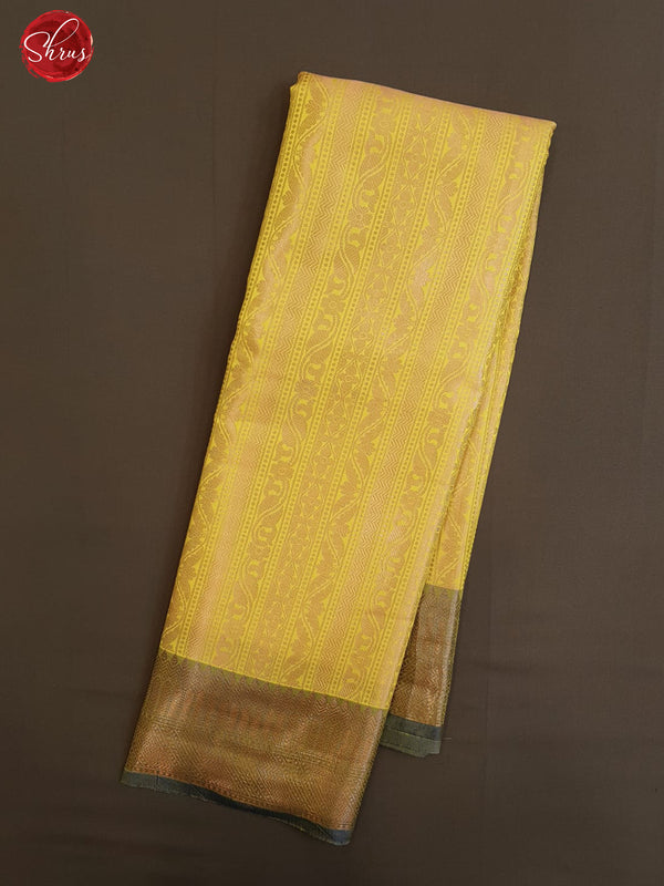 Yellow & Blue - Tanchoi Semi Silk with zari woven brocade on the body& Zari Border - Shop on ShrusEternity.com