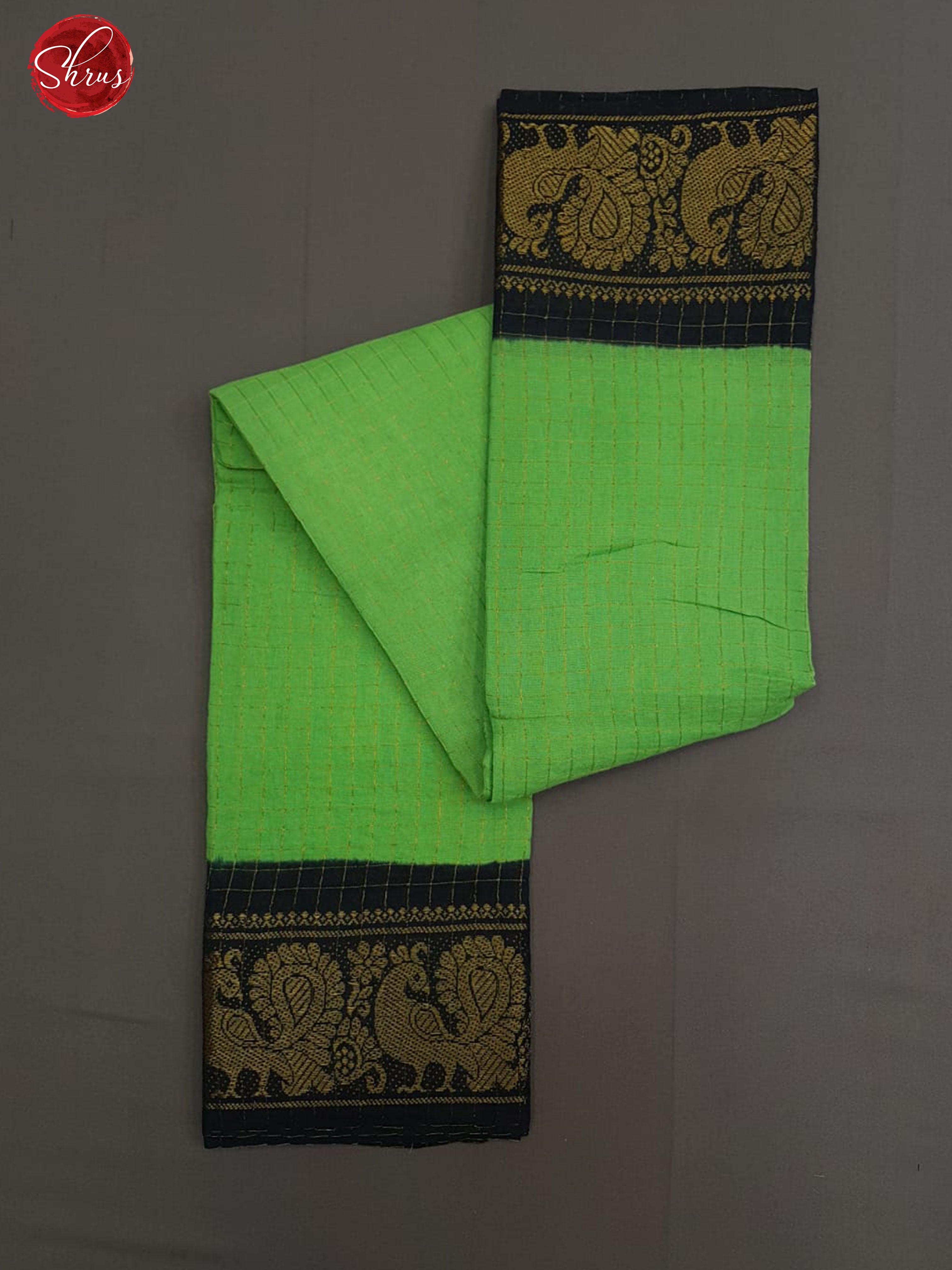 Green & Blue - Sungudi Cotton with zari Checks on the body & Zari Border - Shop on ShrusEternity.com