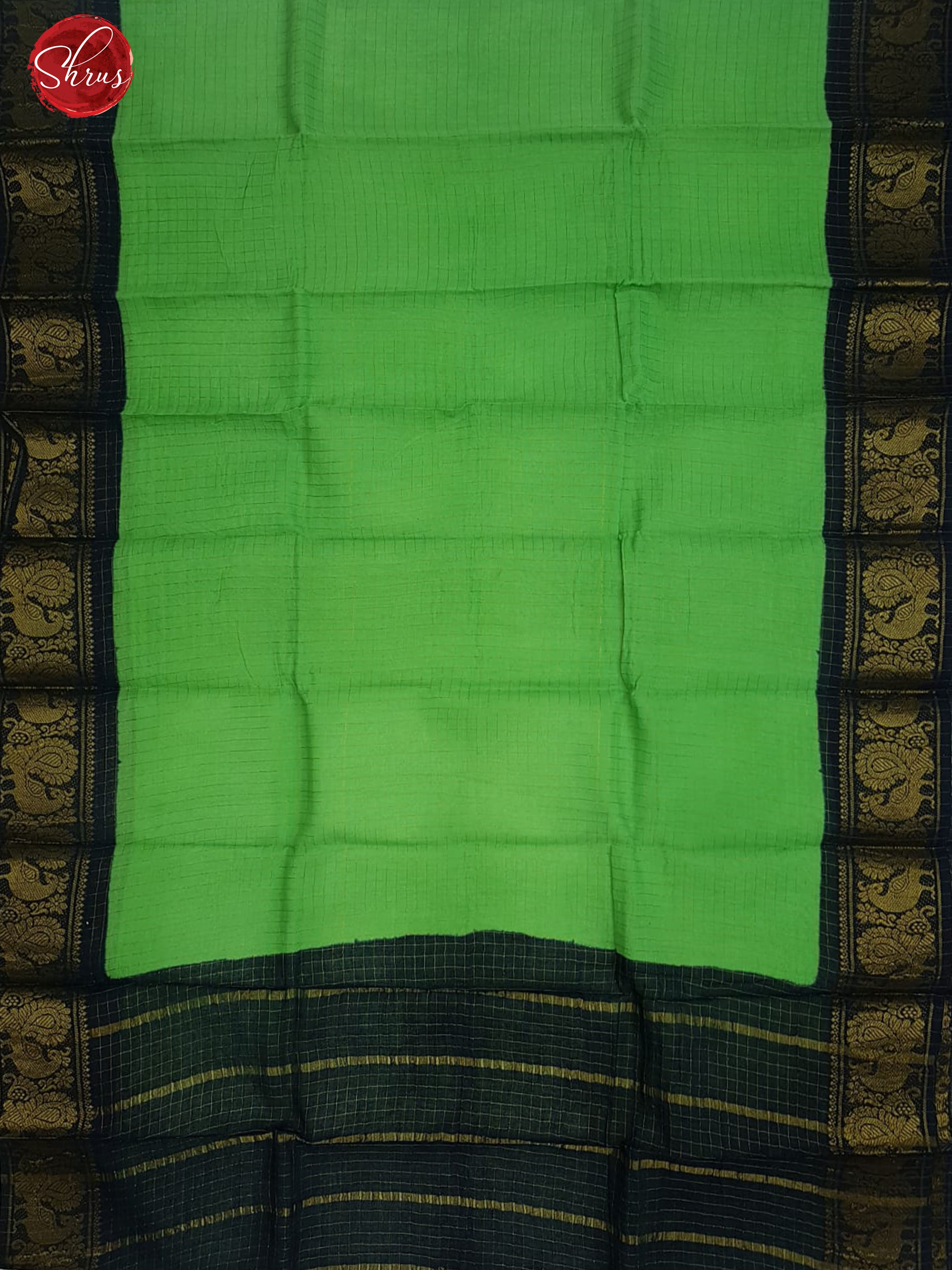 Green & Blue - Sungudi Cotton with zari Checks on the body & Zari Border - Shop on ShrusEternity.com