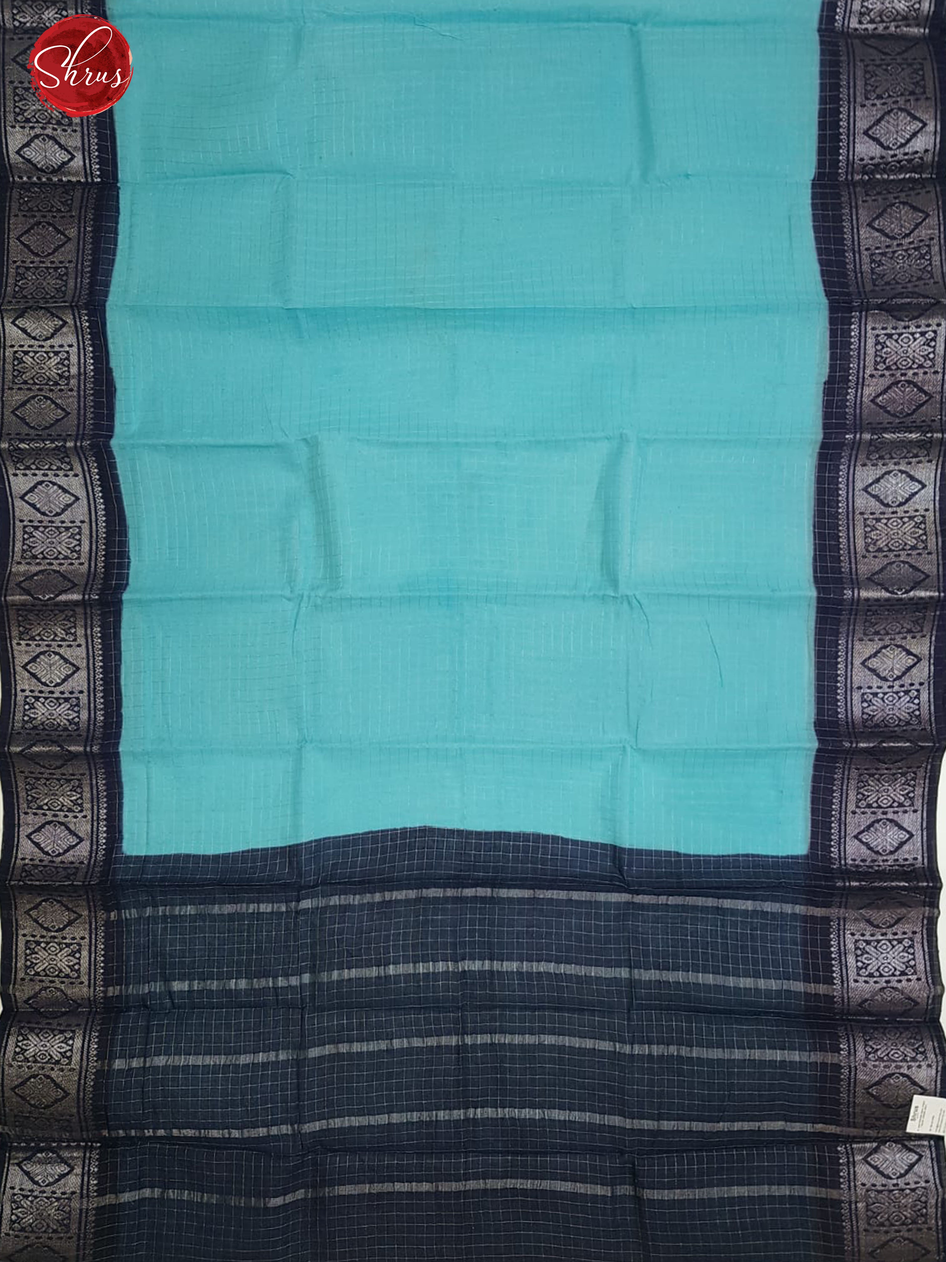 Sea Blue & Blue - Sungudi Cotton with zari Checks on the body& Contrast Zari Border - Shop on ShrusEternity.com