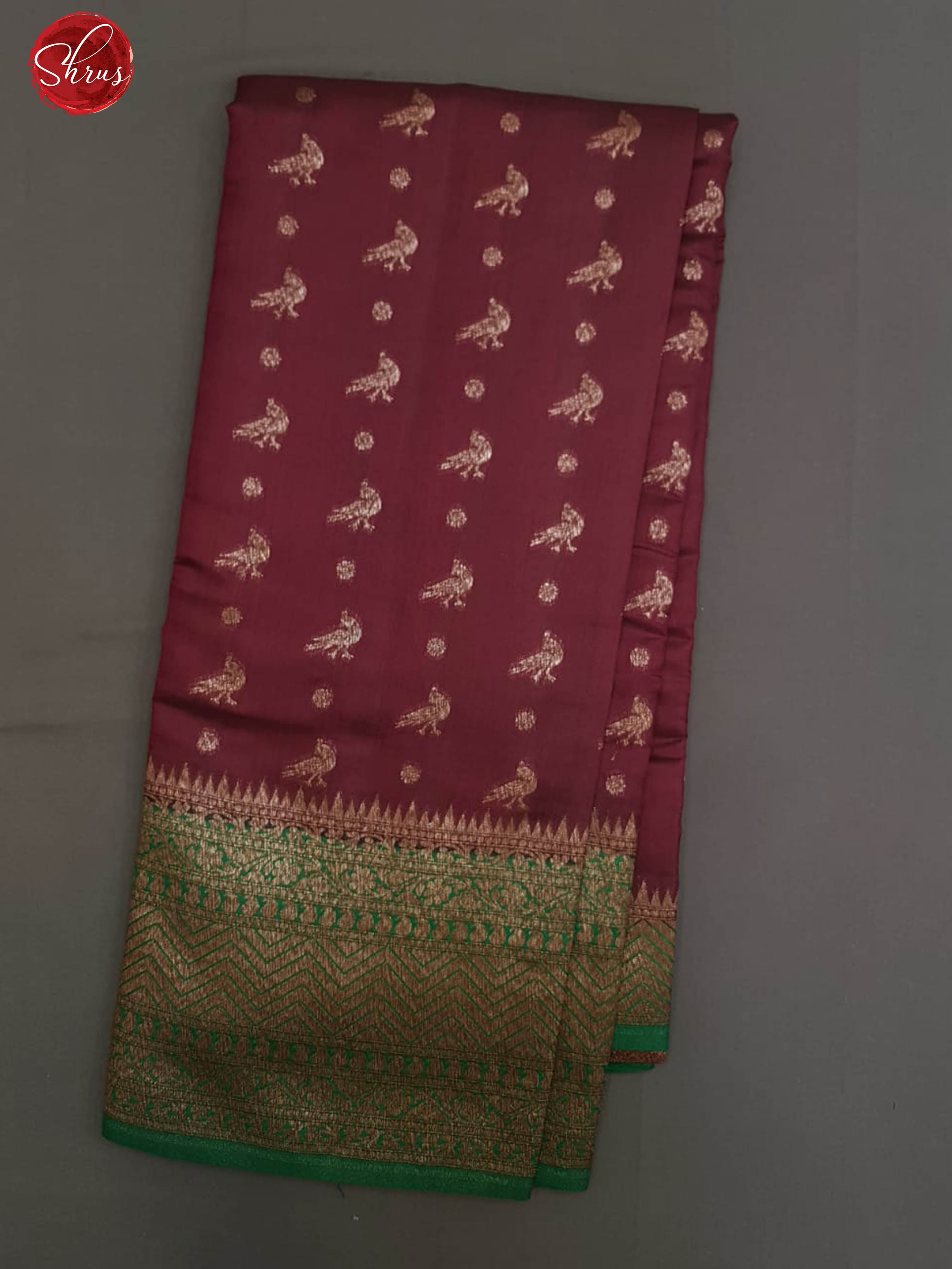 Maroon & Green - Banarasi Silk with zari woven peacock buttas on the body & Contrast zari Border - Shop on ShrusEternity.com