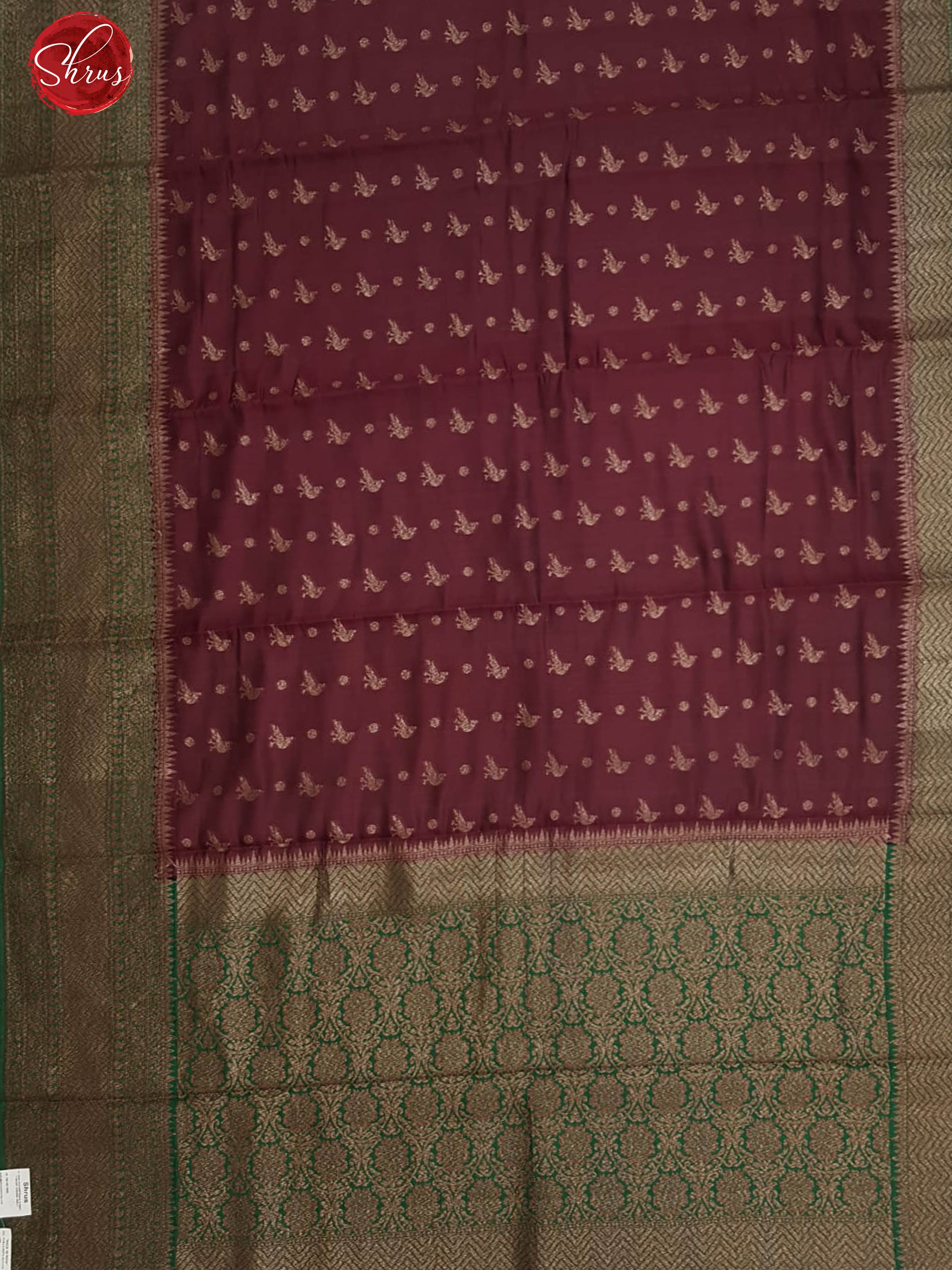 Maroon & Green - Banarasi Silk with zari woven peacock buttas on the body & Contrast zari Border - Shop on ShrusEternity.com