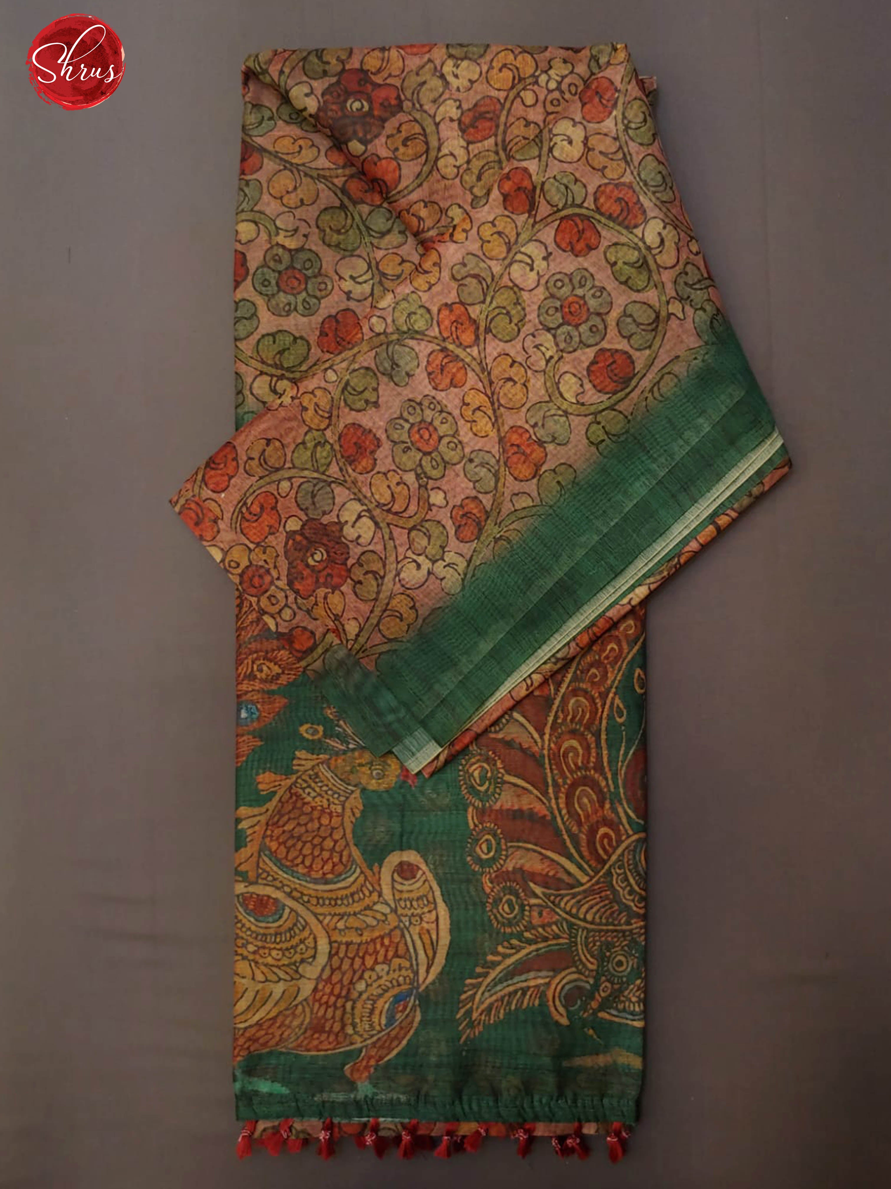 Brown & Green - SemiJute with floral print on the body & Contrast Border - Shop on ShrusEternity.com