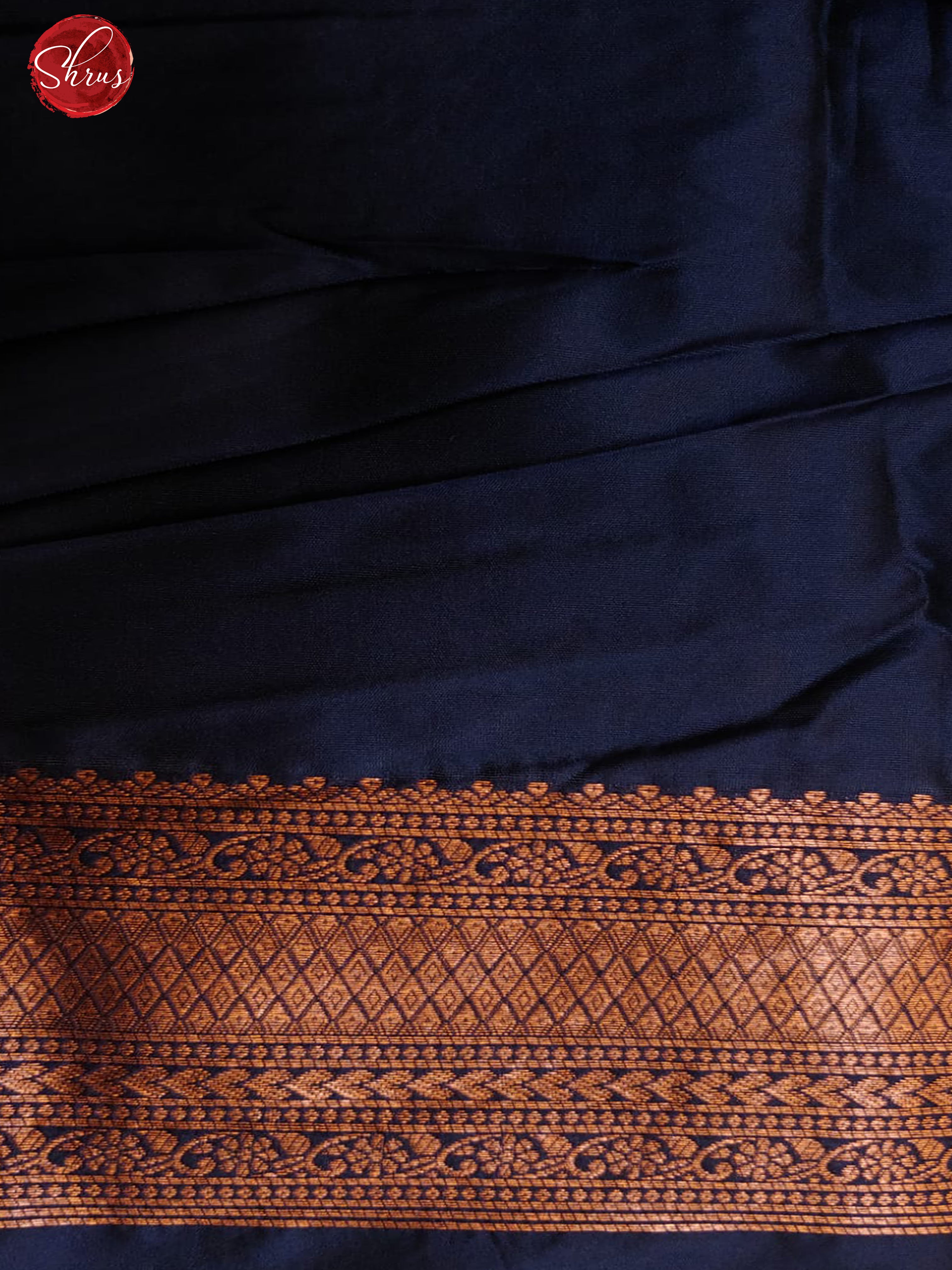 Navy Blue(Single Tone)- Semi Khatan with zari woven floral paisleys motifs on the body & Zari Border - Shop on ShrusEternity.com