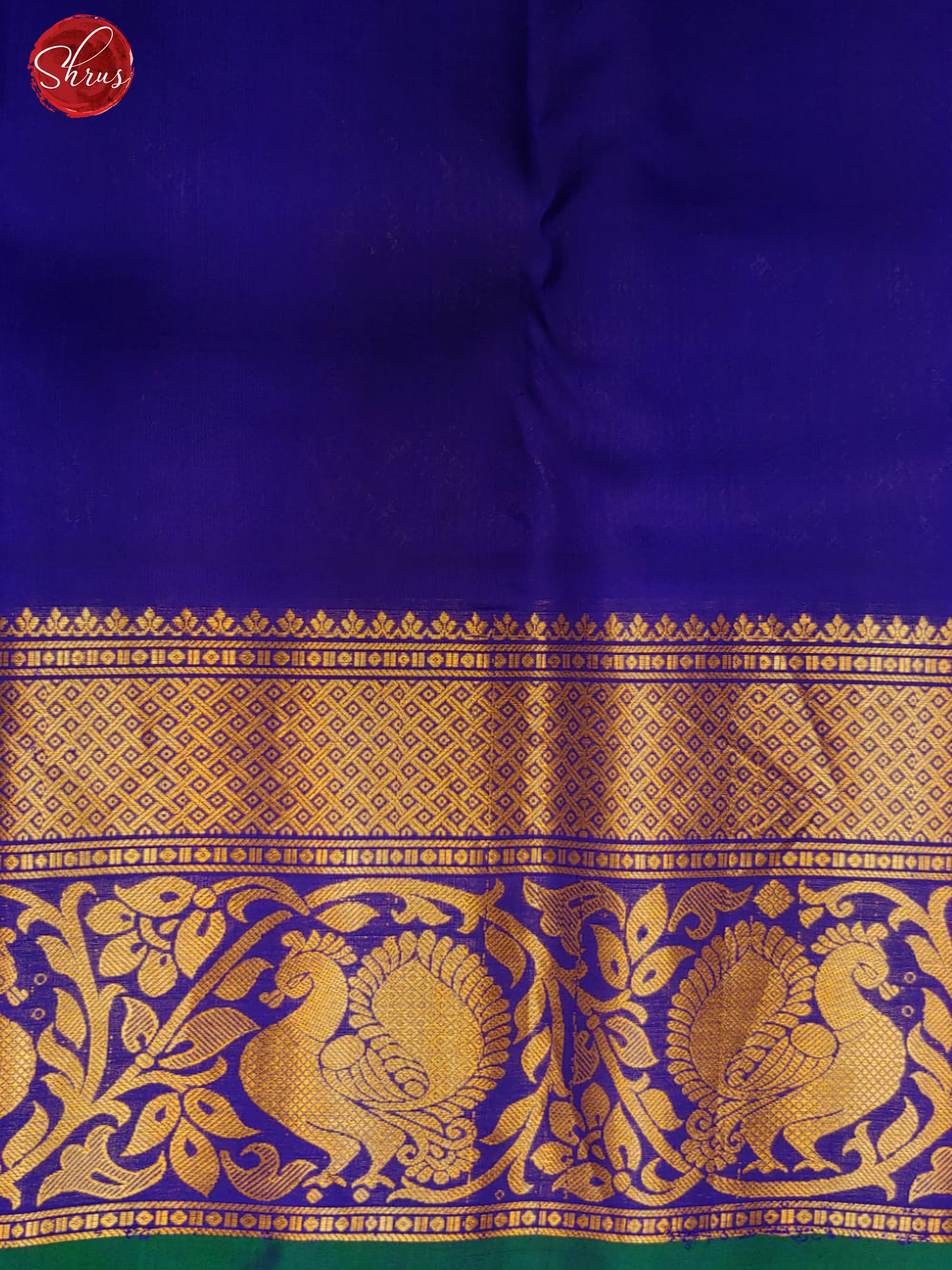 Pink & Blue - Gadwal Silk with gold, silver zari peacock , floral buttas on the body &  Contrast Zari Border - Shop on ShrusEternity.com