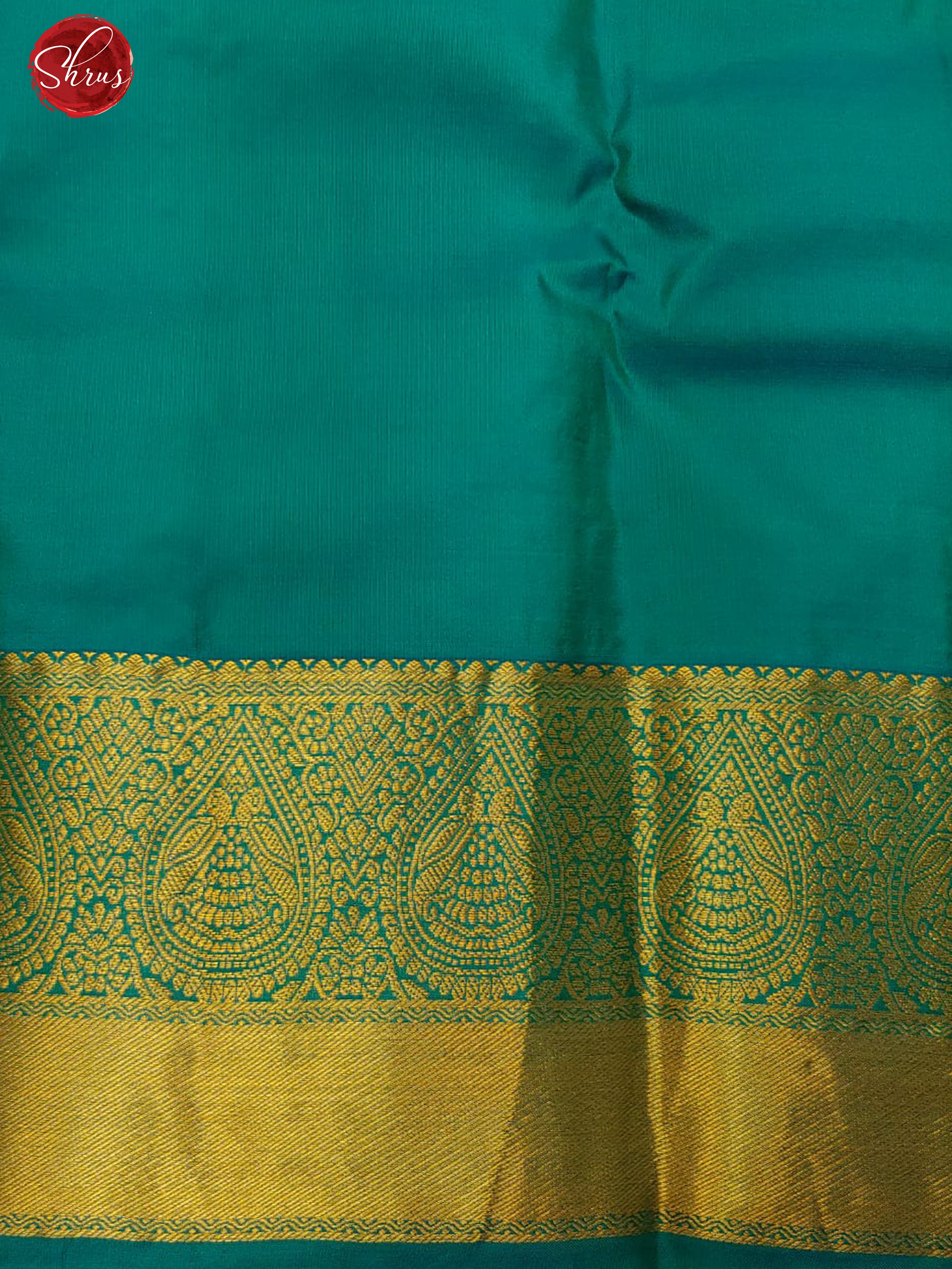 Orangish Pink & Teal - Kanchipuram Silk with zari woven floral motifs on the body & Contrast Zari Border - Shop on ShrusEternity.com