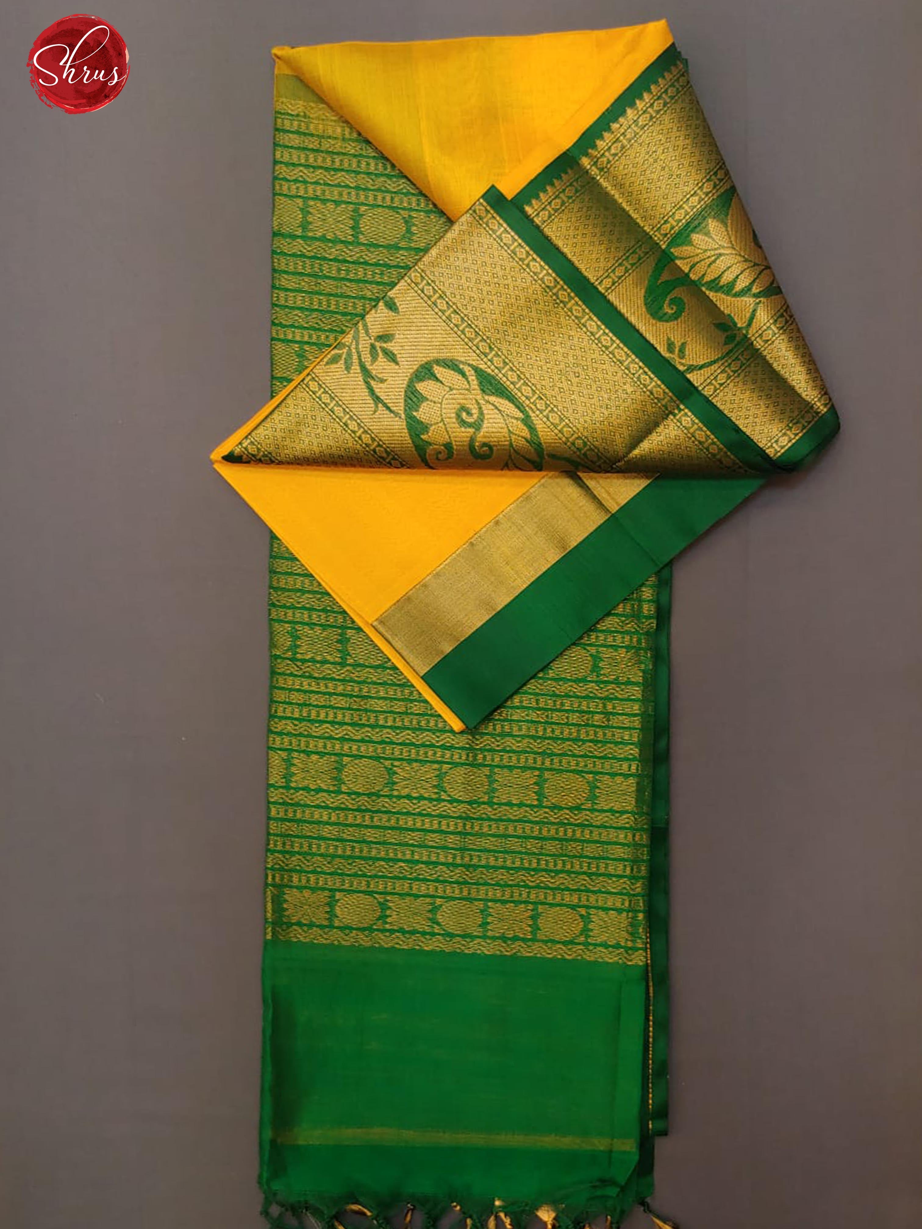 AADHIRA SILKS - Women's Pure Kalyani Cotton Silk Saree with Plain body and  Zari Border and Blouse Piece (Amber Yellow with Green) : : Fashion