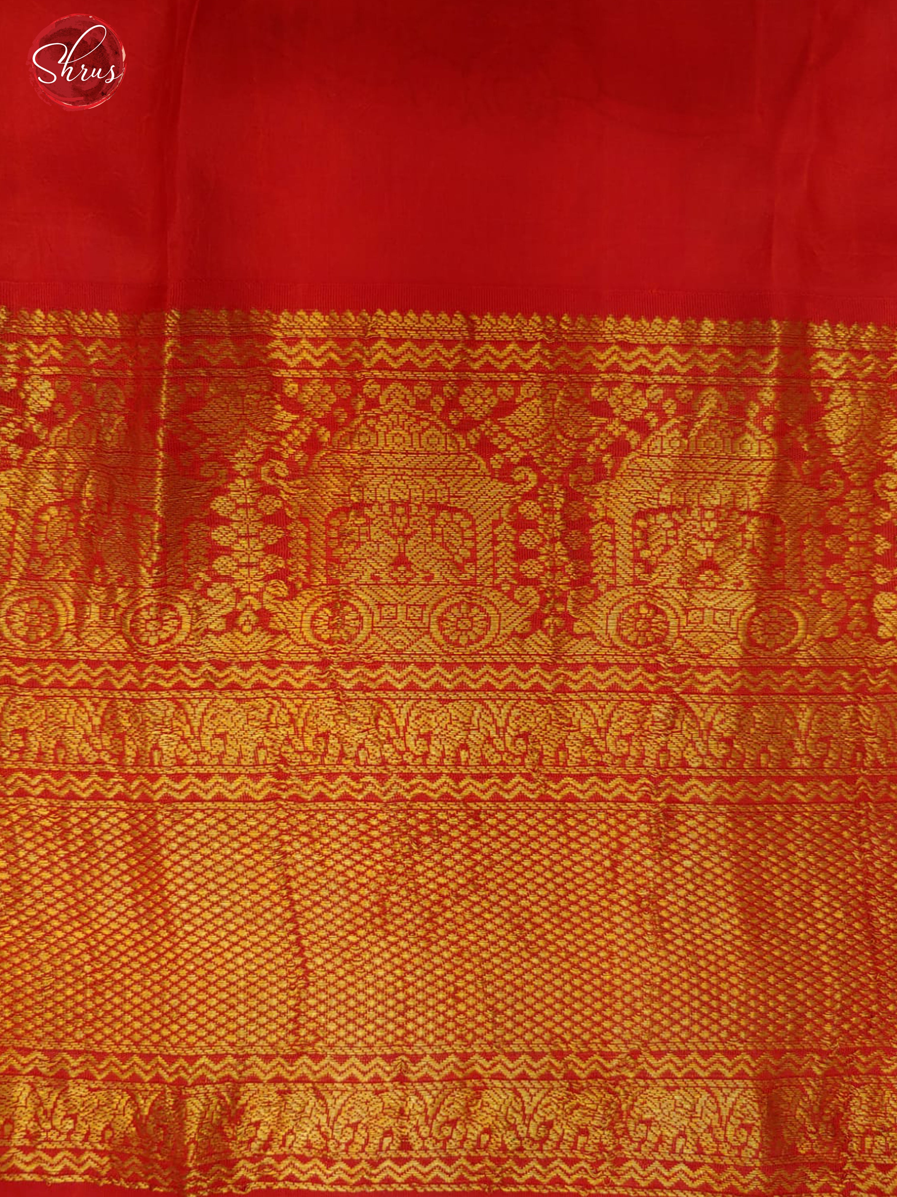 Orange & Red - Kanchipuram Silk with PenKalamkari work on the body & Zari Border - Shop on ShrusEternity.com