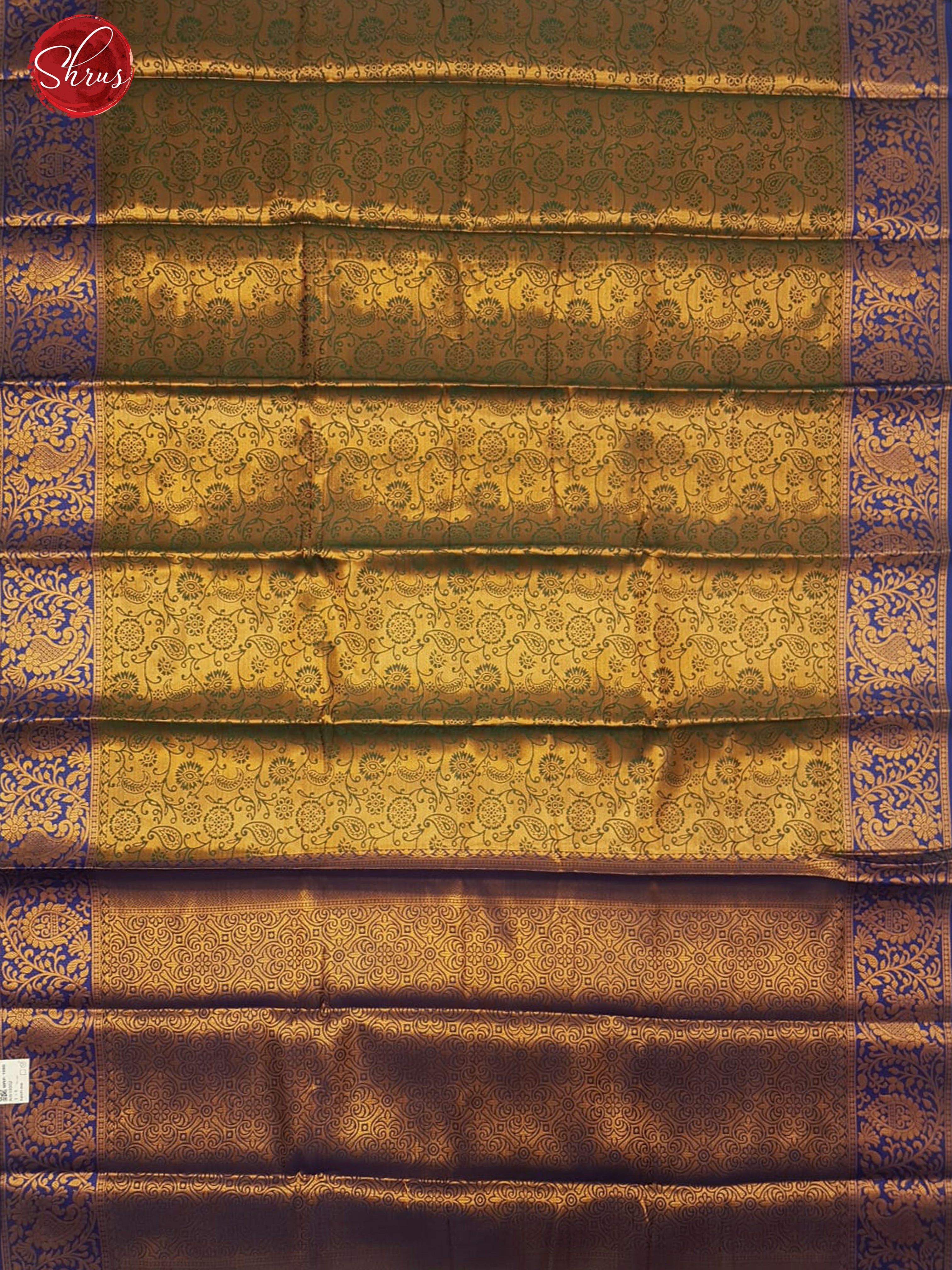 Green & Blue - Semi Kanchipuram Dola Silk with zari woven floral nestling  brocade on the body& Zari Border - Shop on ShrusEternity.com