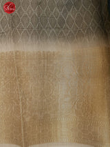 Black & Beige -Art Linen with floral print on the body & Zari Border - Shop on ShrusEternity.com