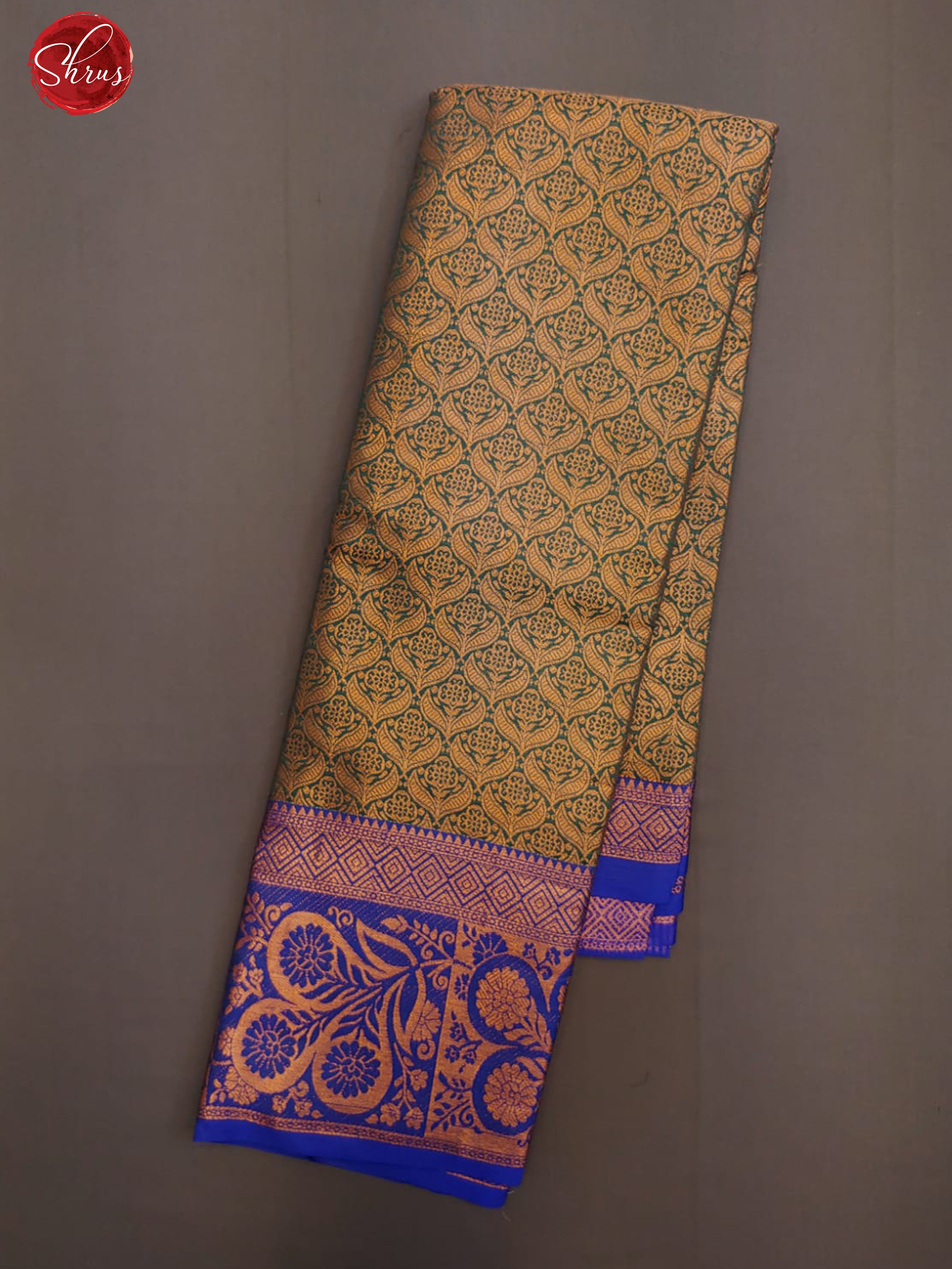 Green & Blue - Semi Kanchi Dola Silk with zari brocade on the body & Contrast Zari Border - Shop on ShrusEternity.com