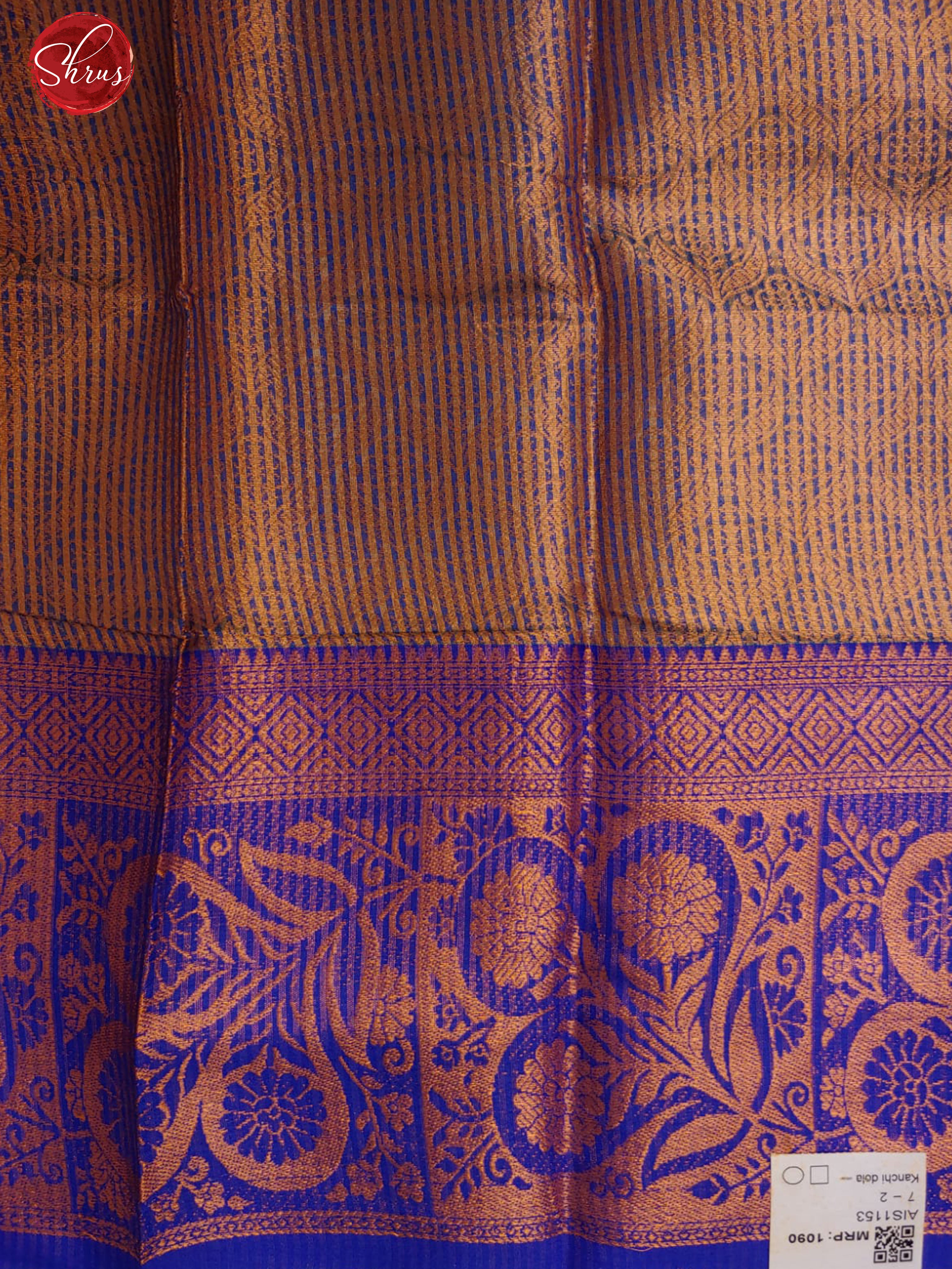 Green & Blue - Semi Kanchi Dola Silk with zari brocade on the body & Contrast Zari Border - Shop on ShrusEternity.com