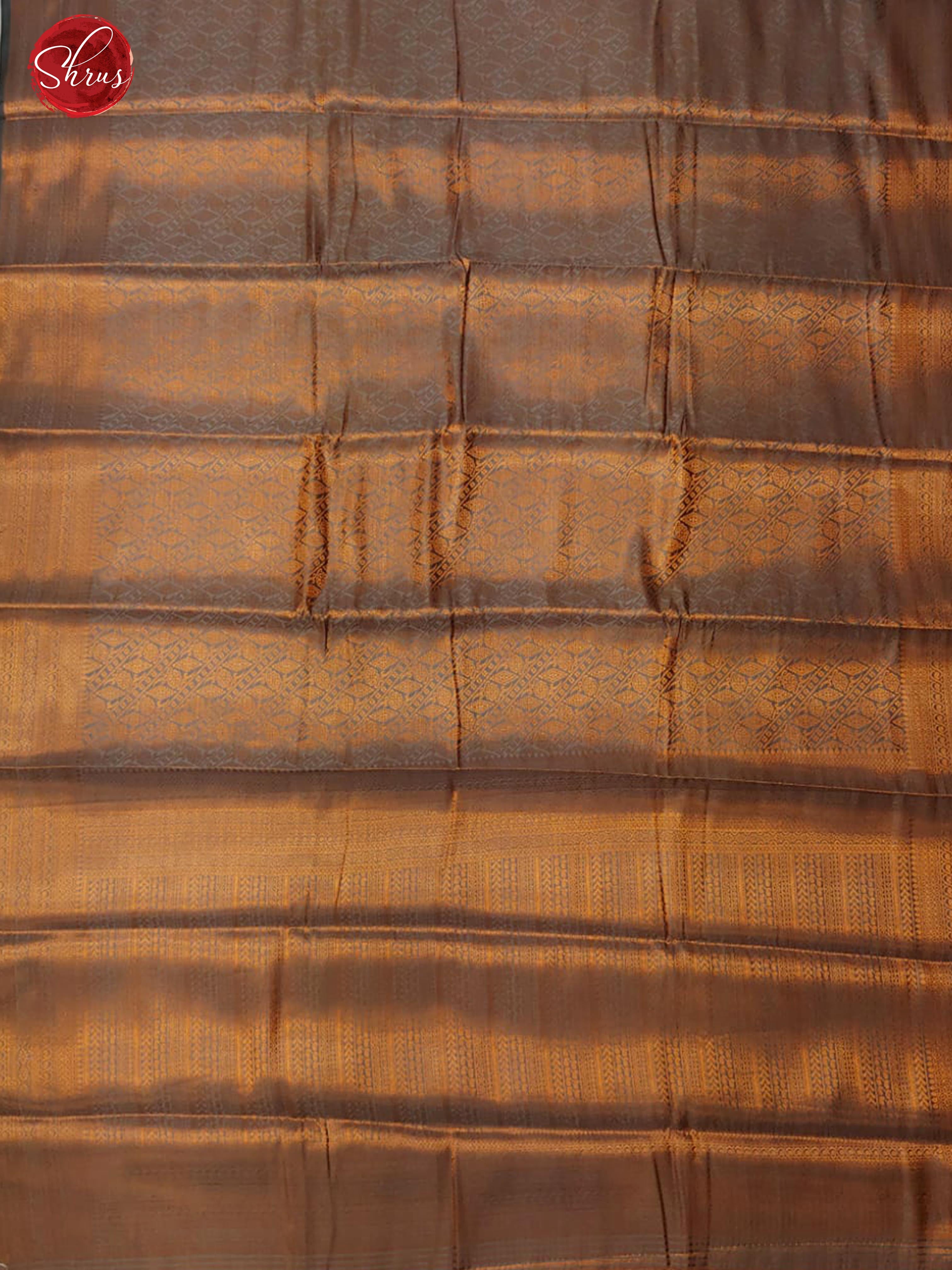 Grey(Single Tone)- Semi Kanchipuram Silk with zari woven diagonal  floral vines on the body & Zari Border - Shop on ShrusEternity.com