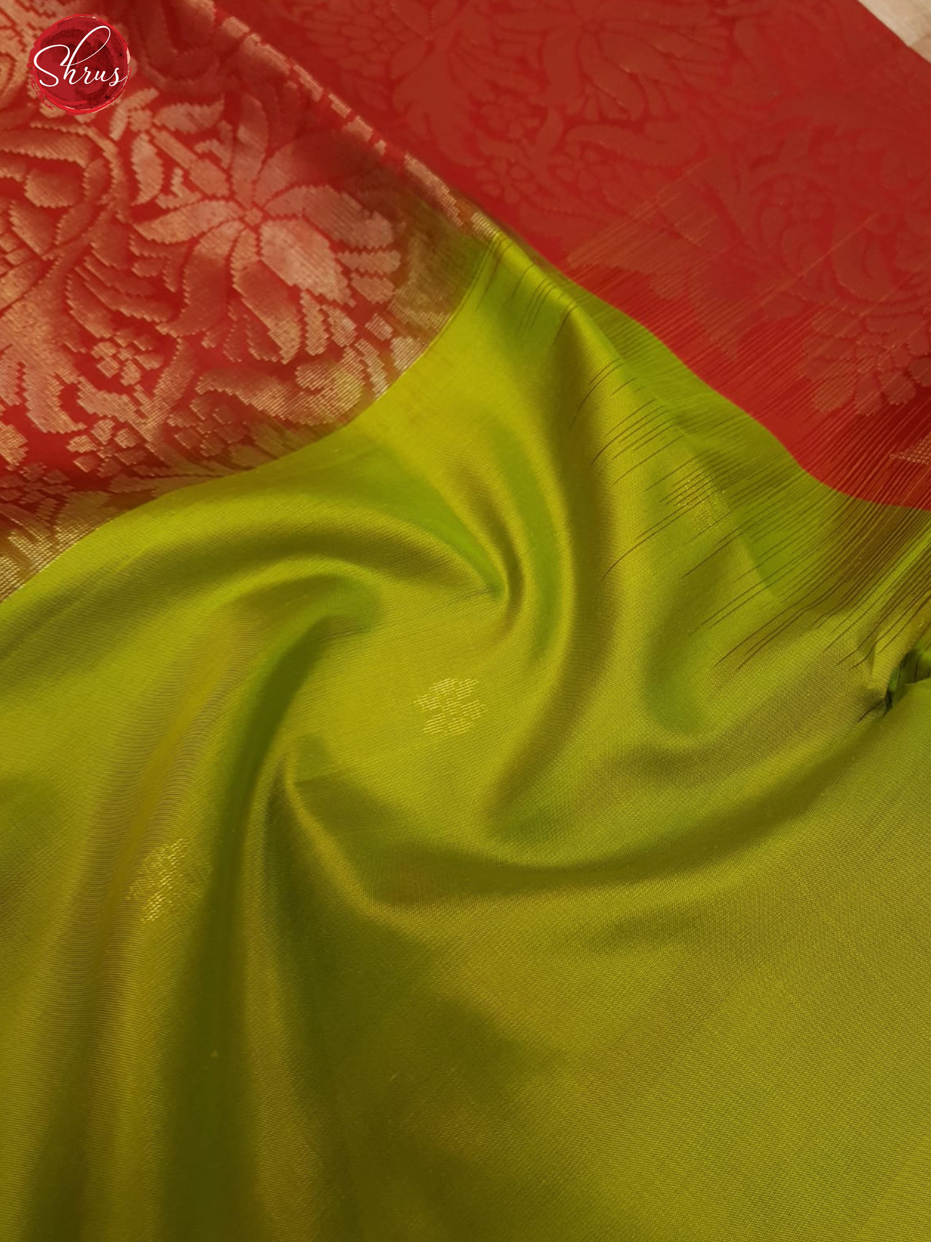 Parrot Green & Red - Soft Silk with zari woven buttas on the body & Contrast Zari border - Shop on ShrusEternity.com