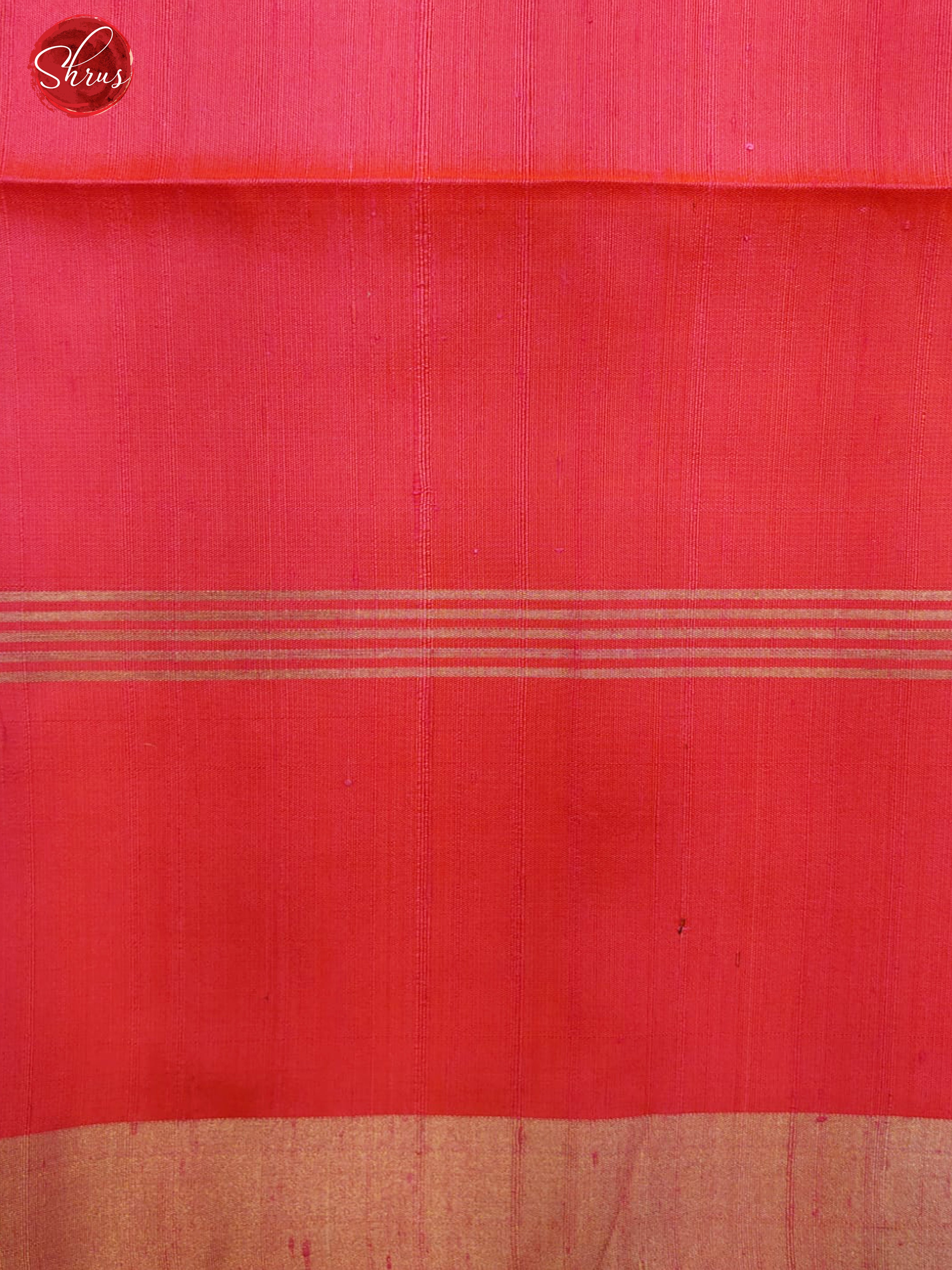 Brown & Orangish Pink - Soft Silk with gold , silver zari triangle buttas on the body & Contrast Zari Border - Shop on ShrusEternity.com