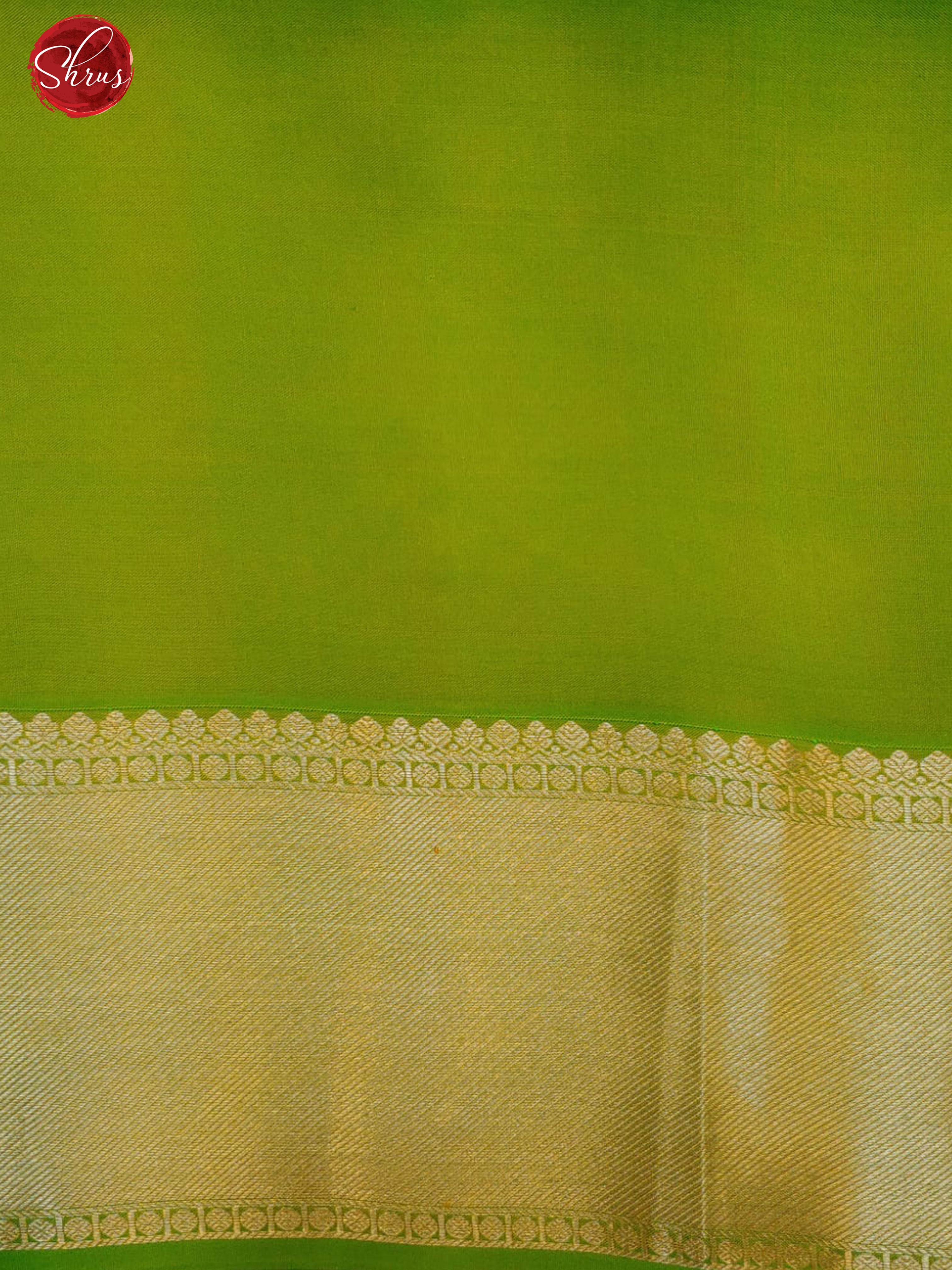 Green(Single Tone)- Soft Silk with zari checks , round motifs on the body & Zari Border - Shop on ShrusEternity.com