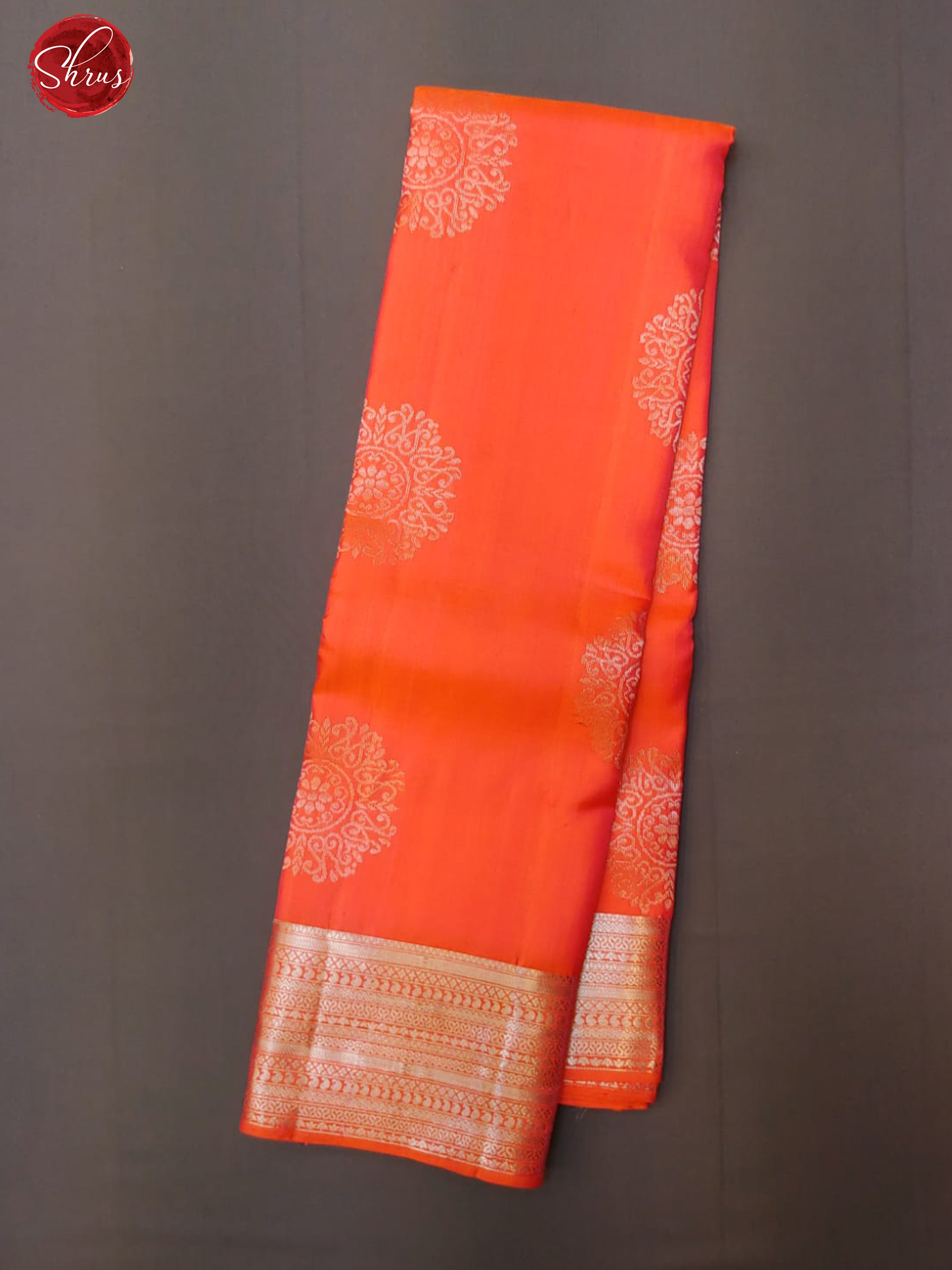 Orange & Teal Blue- Soft Silk with zari woven floral motifs on the body & Zari Border - Shop on ShrusEternity.com