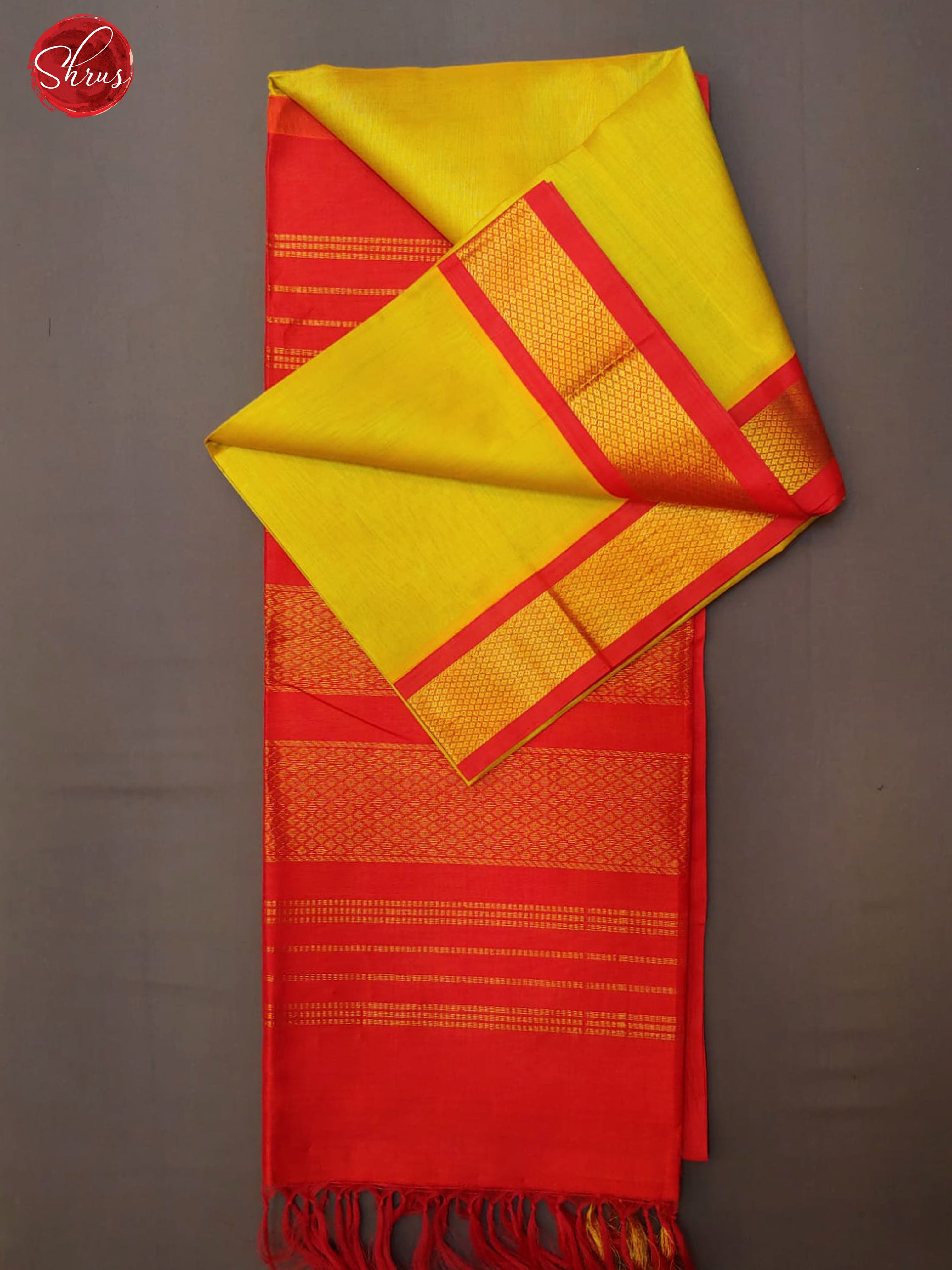 Light Green & Red - Silk COtton with plain Body & Contrast Zari Border - Shop on ShrusEternity.com