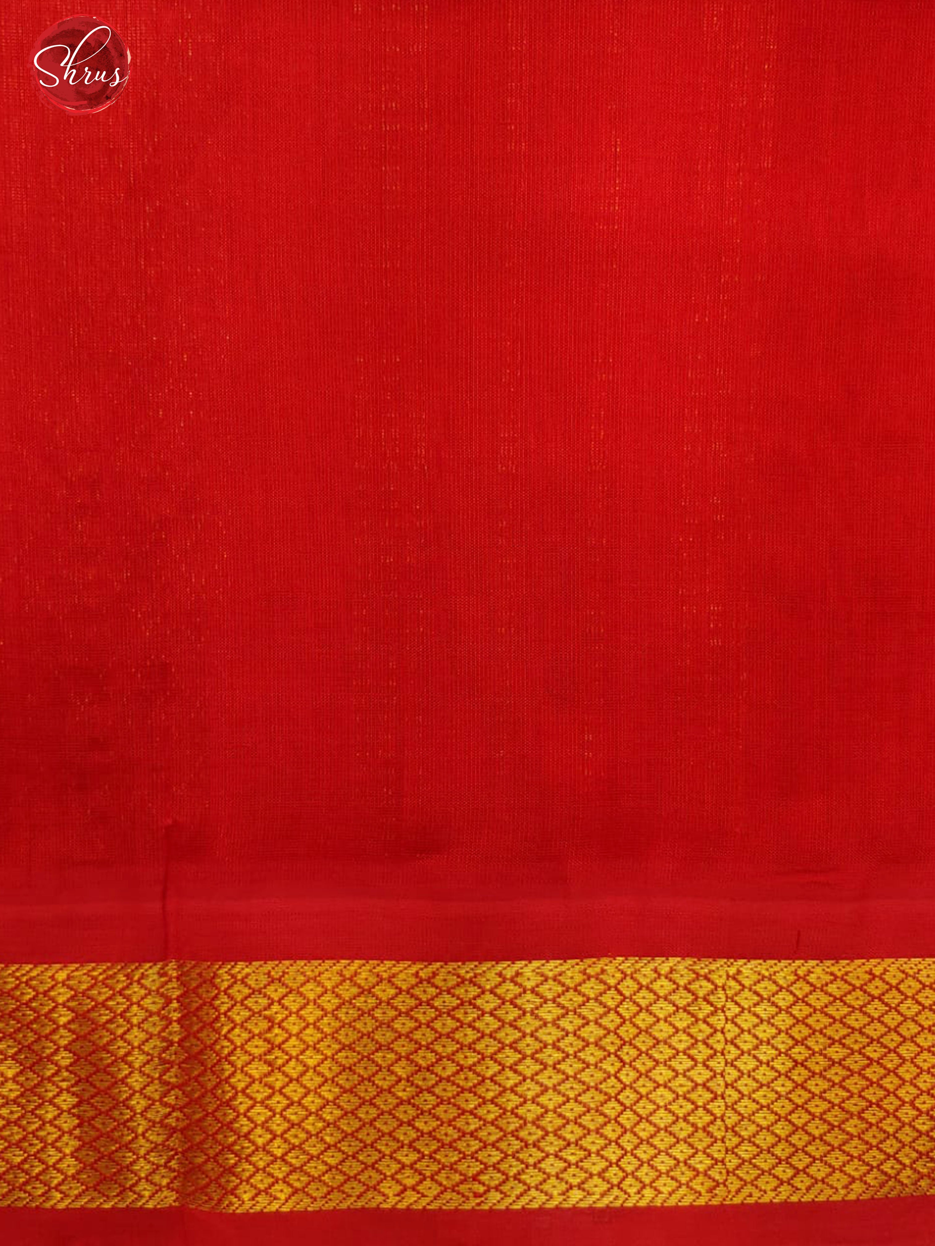 Light Green & Red - Silk COtton with plain Body & Contrast Zari Border - Shop on ShrusEternity.com