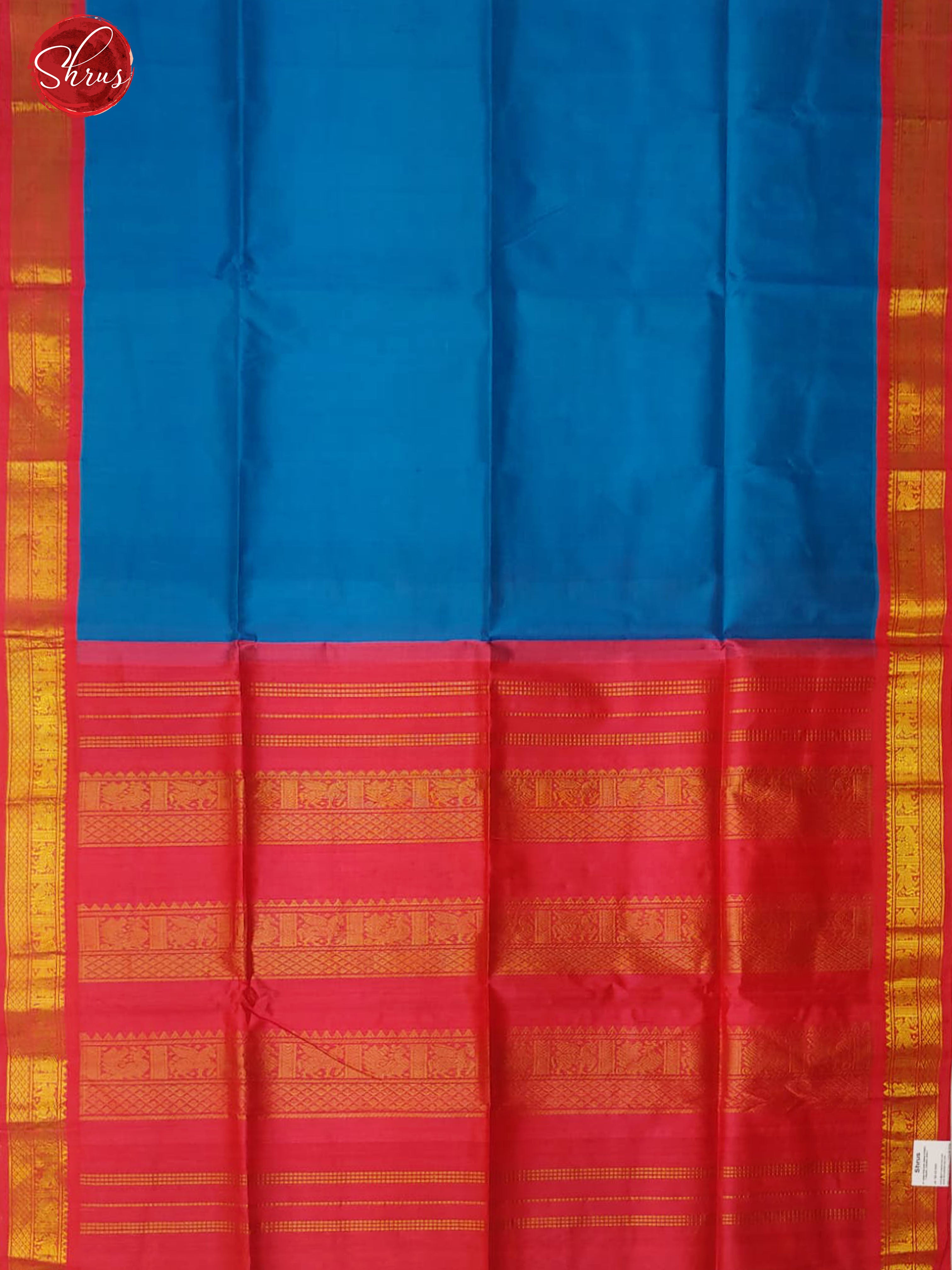 Blue & Pink - Silk Cotton with plain Body & Zari Border - Shop on ShrusEternity.com