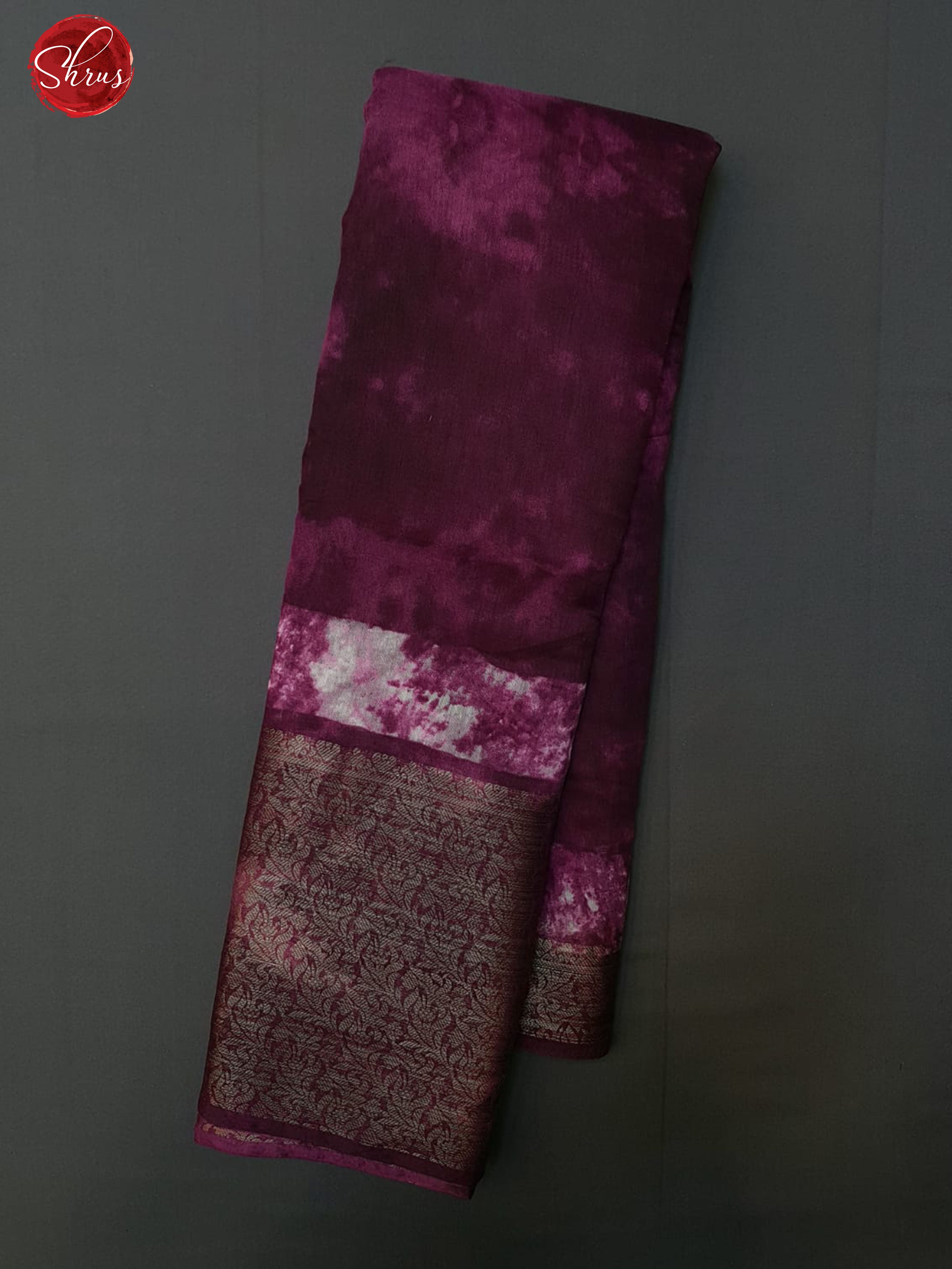 Wine(Single Tone)- Art Linen with tie & Dye pattern on the Body &  Zari Border - Shop on ShrusEternity.com