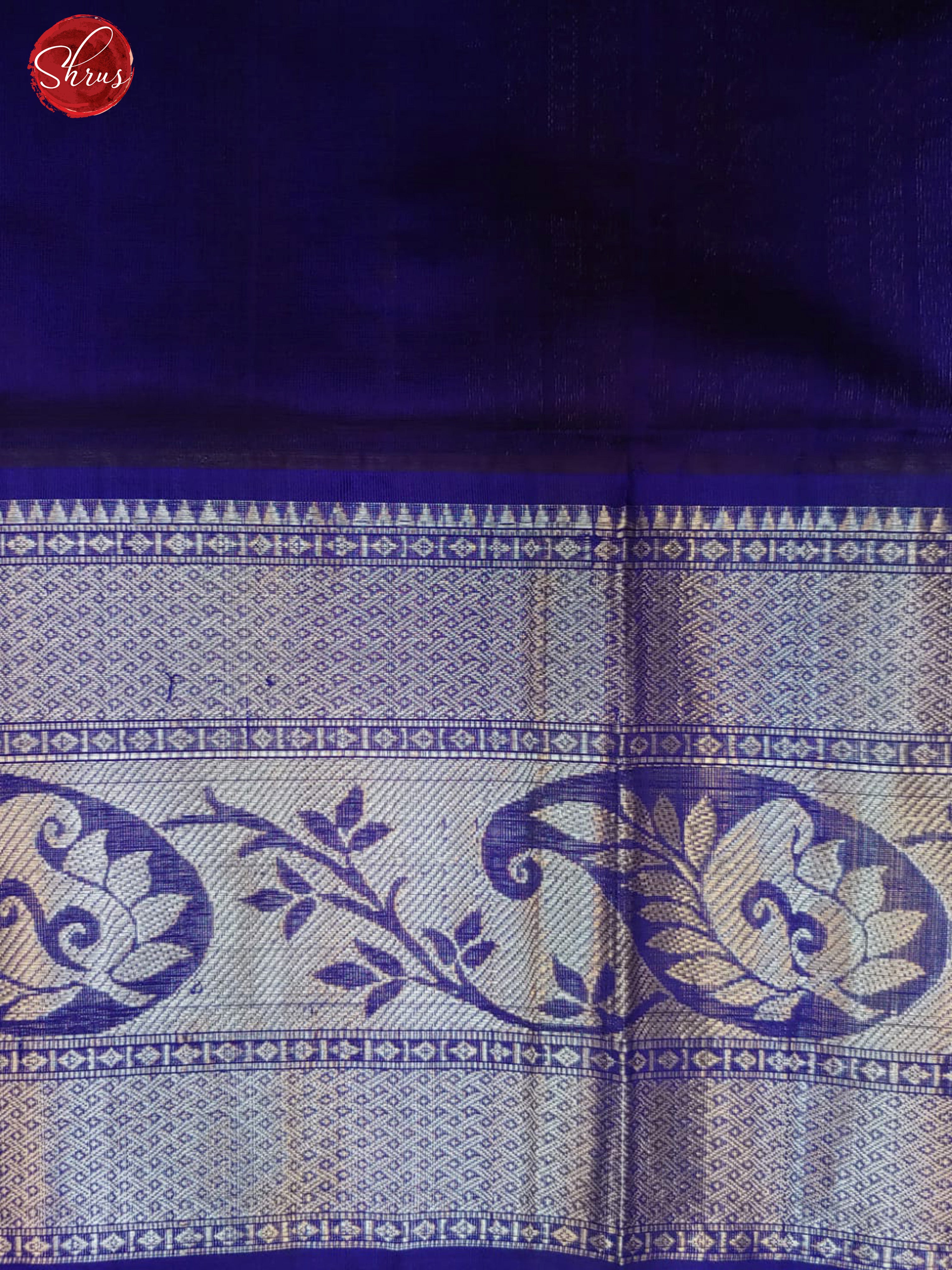 Rama Blue & Navy Blue - Silk Cotton with zari woven floral motifs on the body & Contrast Zari Border - Shop on ShrusEternity.com