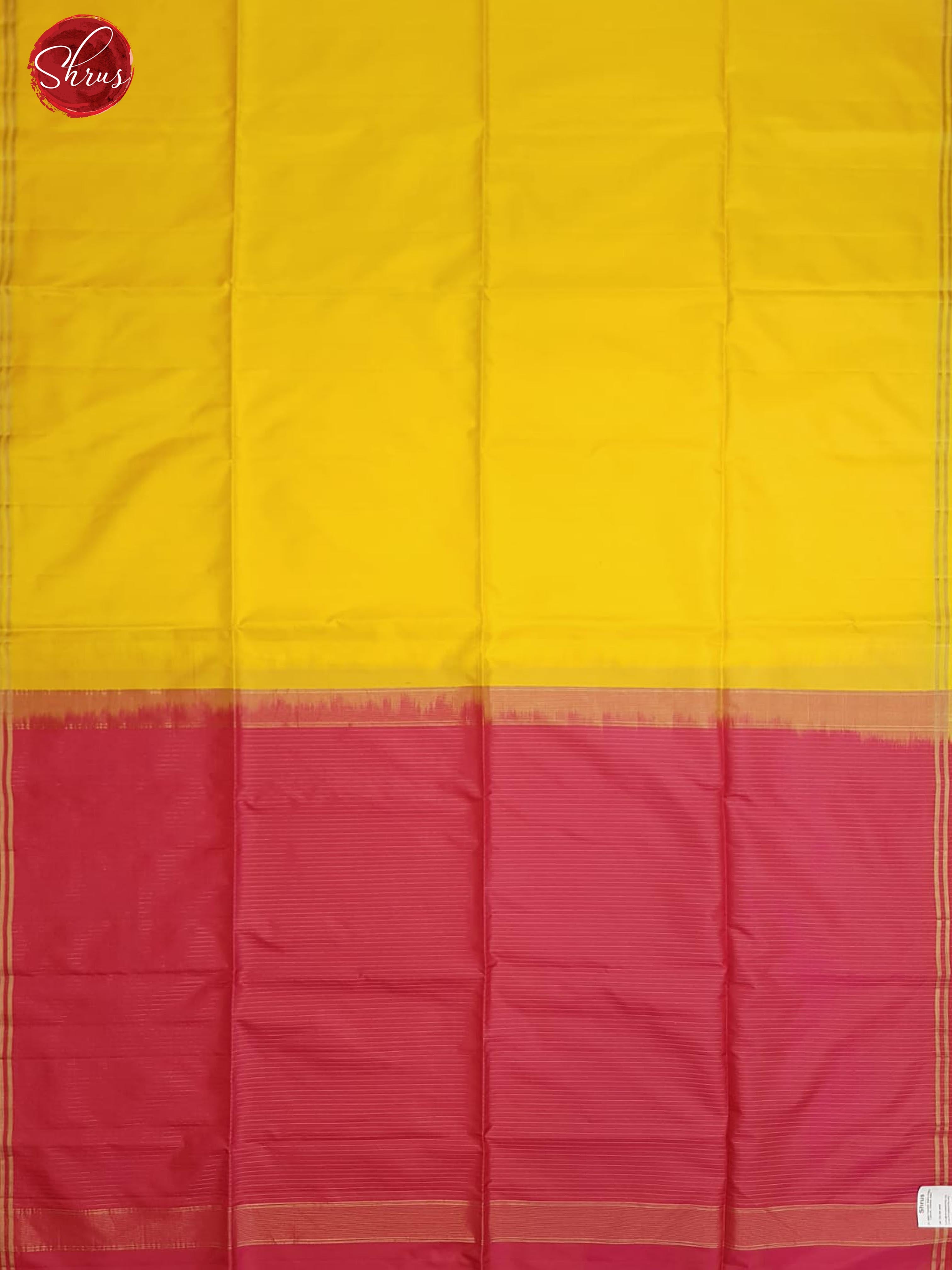 Yellow & Pink - Soft Silk with plain body & thin zari border - Shop on ShrusEternity.com