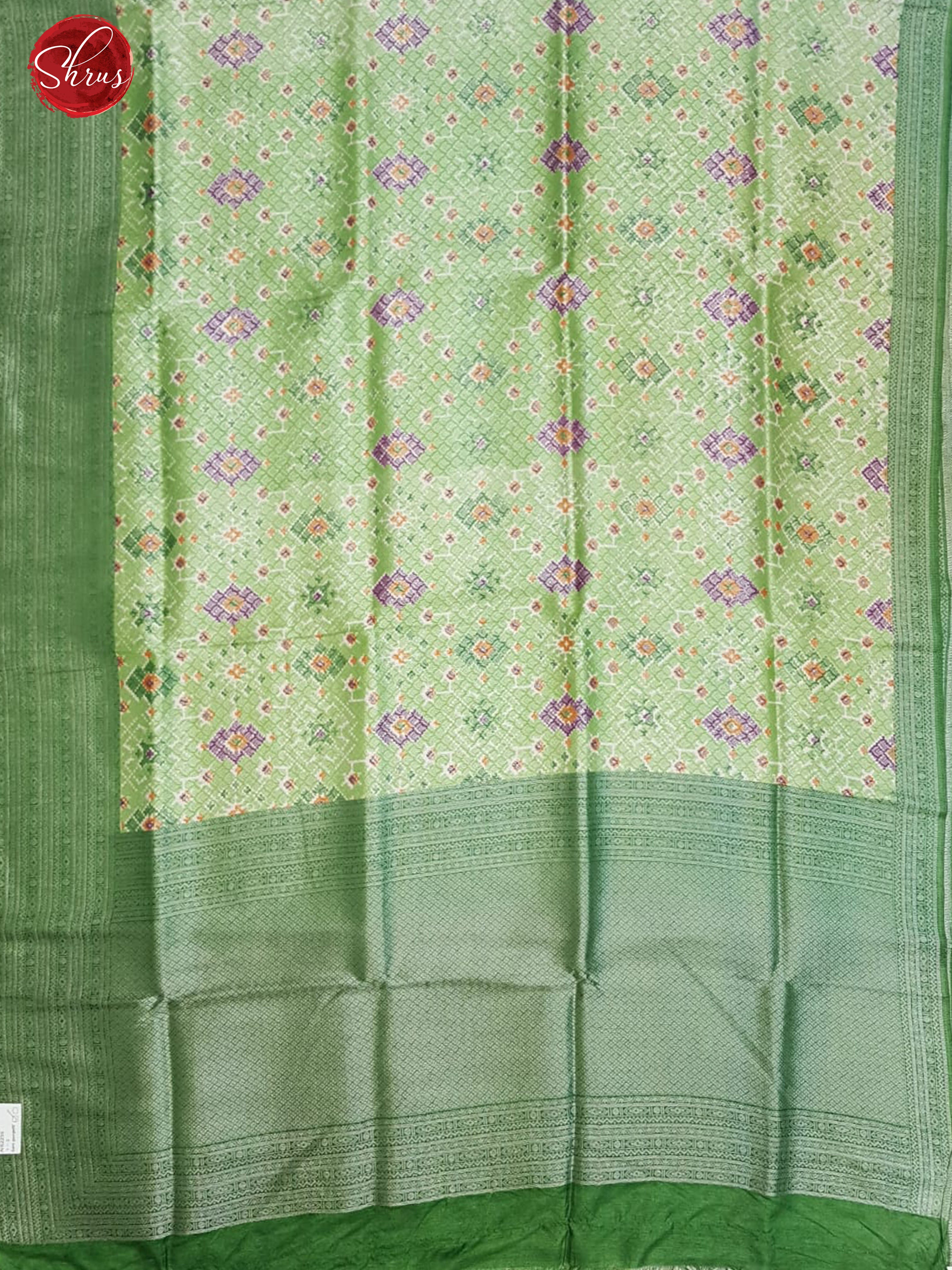 Light Green & Green -Semi Georgette with floral print on the body & Contrast  zari Border - Shop on ShrusEternity.com