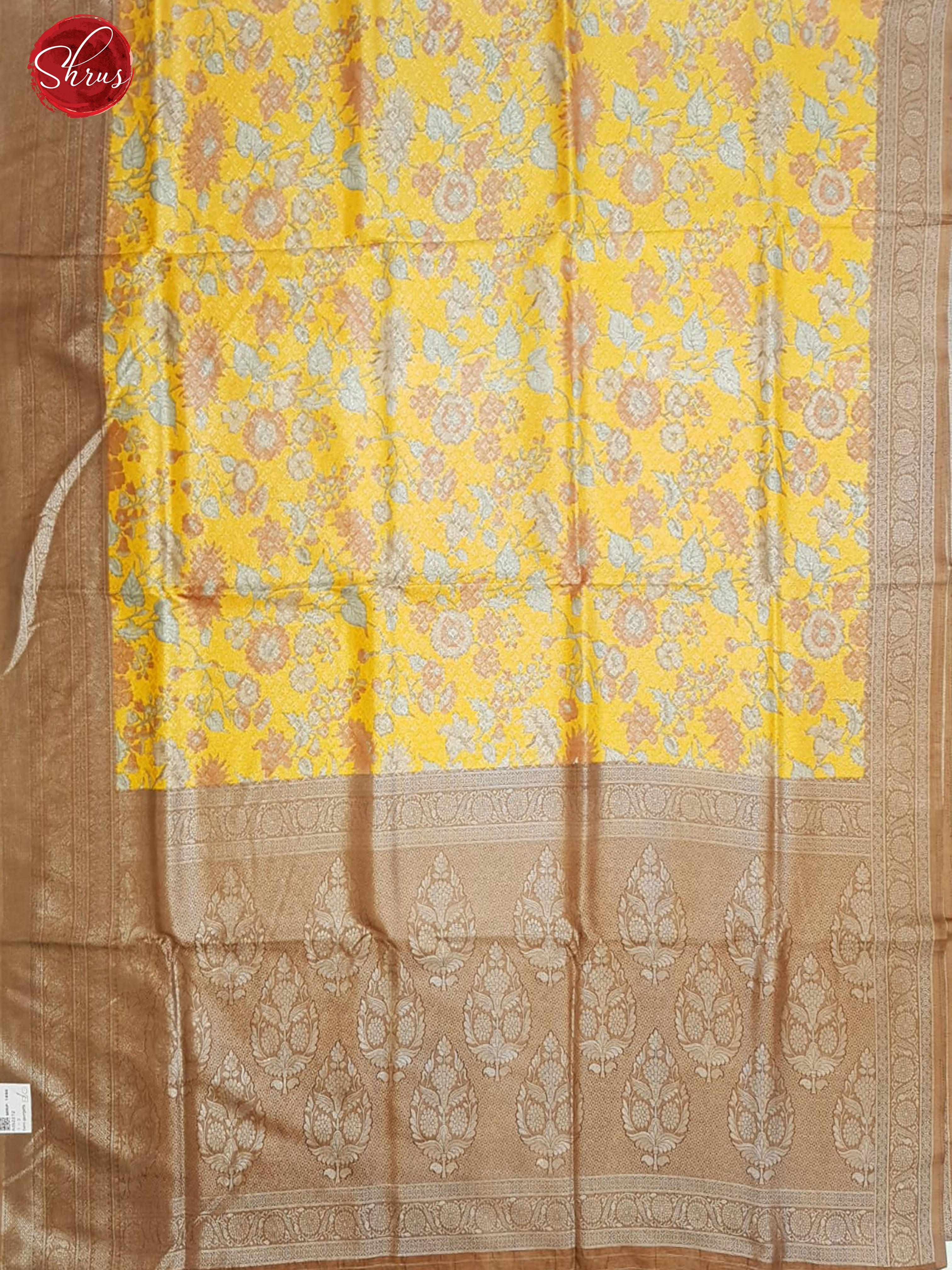 Mustard & Brown - Semi Georgette with floral print on the body & Contrast Zari Border - Shop on ShrusEternity.com