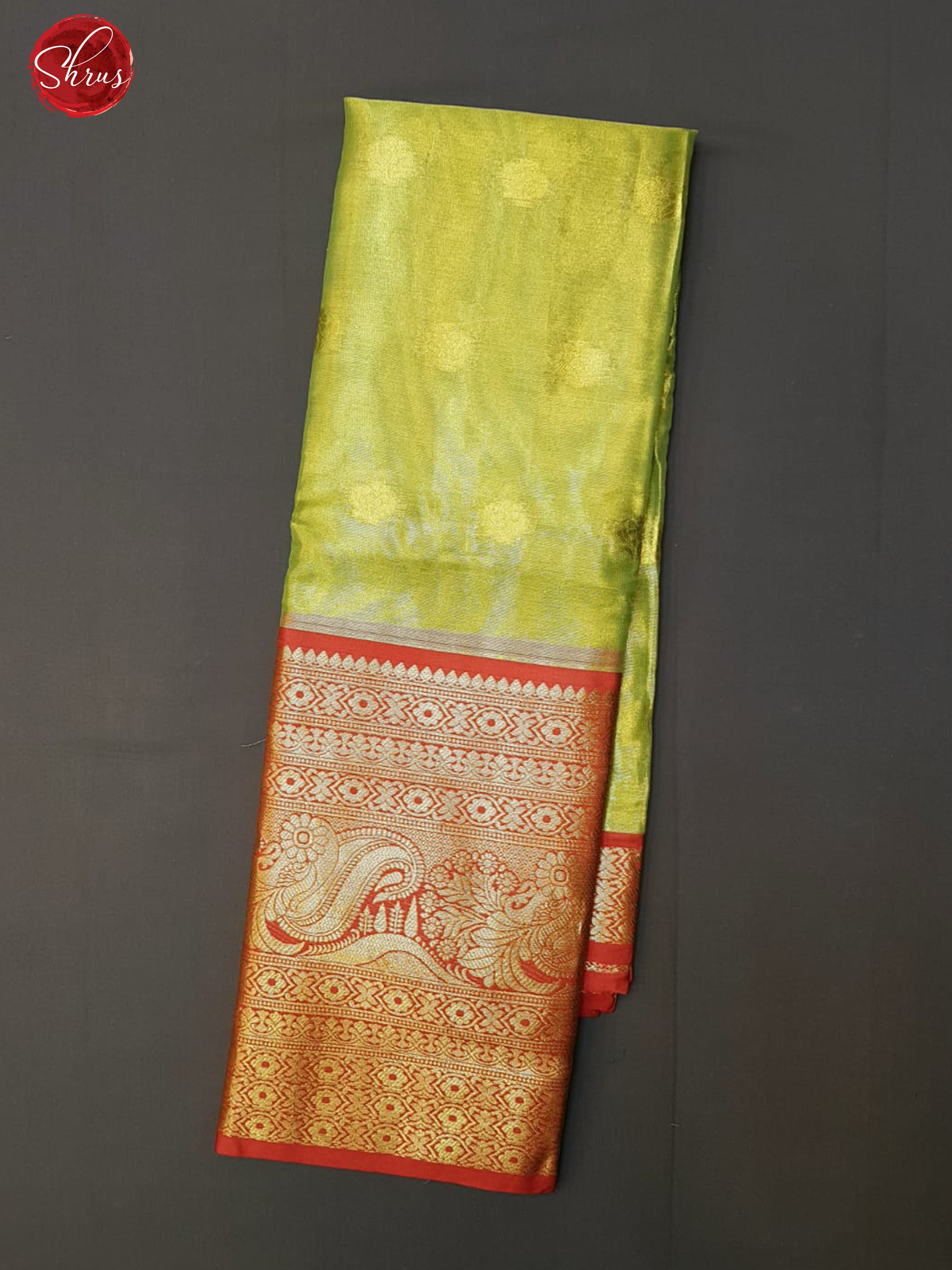 Green & Brick Red -Kora Banarasi with zari woven buttas on the body & contrast  Zari Border - Shop on ShrusEternity.com