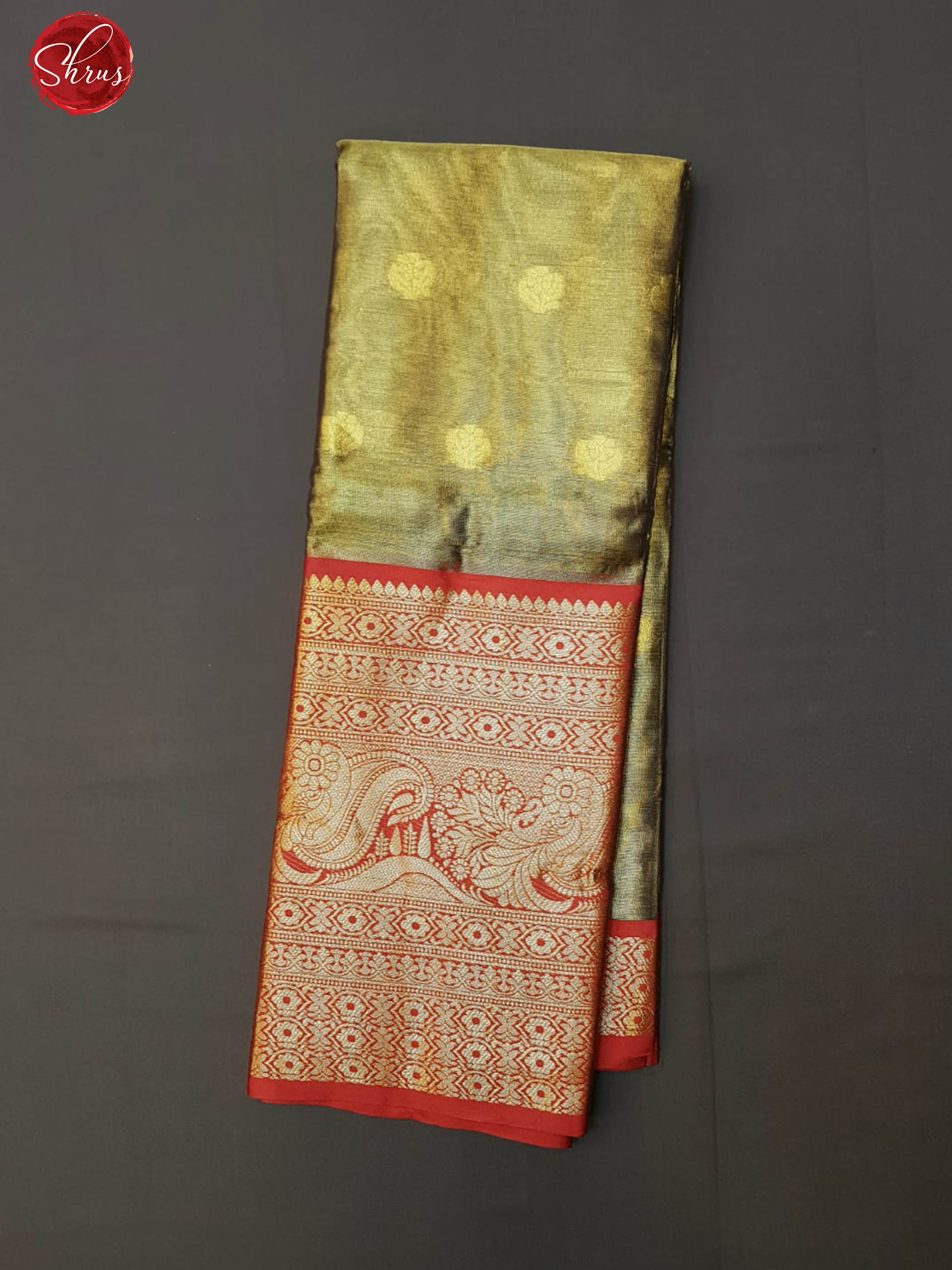 Green & Red -  Kora Banarasi with zari woven buttas on the body & Zari Border - Shop on ShrusEternity.com