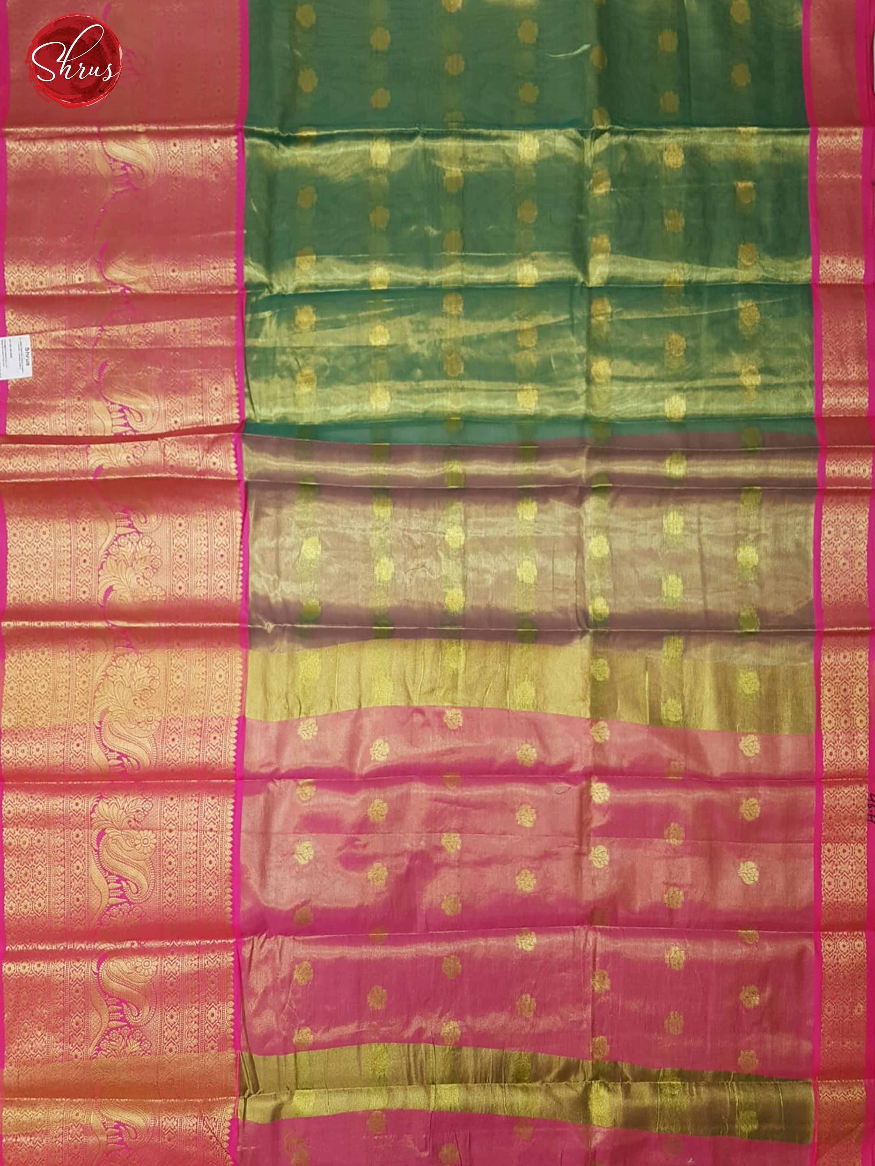 Green & Pink -Kora Banarasi with zari woven buttas on the body & Zari Border - Shop on ShrusEternity.com