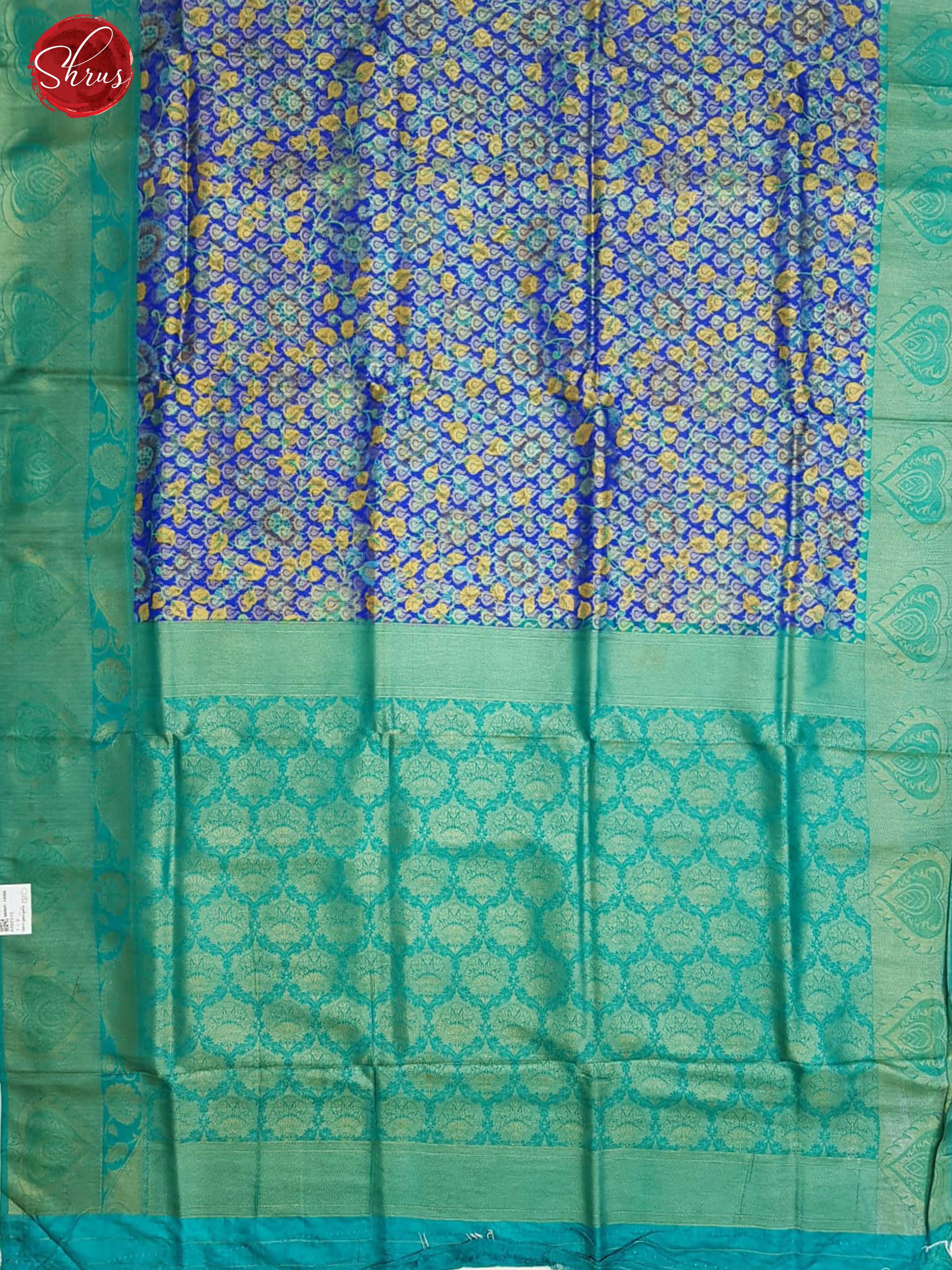 Blue & Teal - Semi Georgette with floral print on the body & Zari Border - Shop on ShrusEternity.com