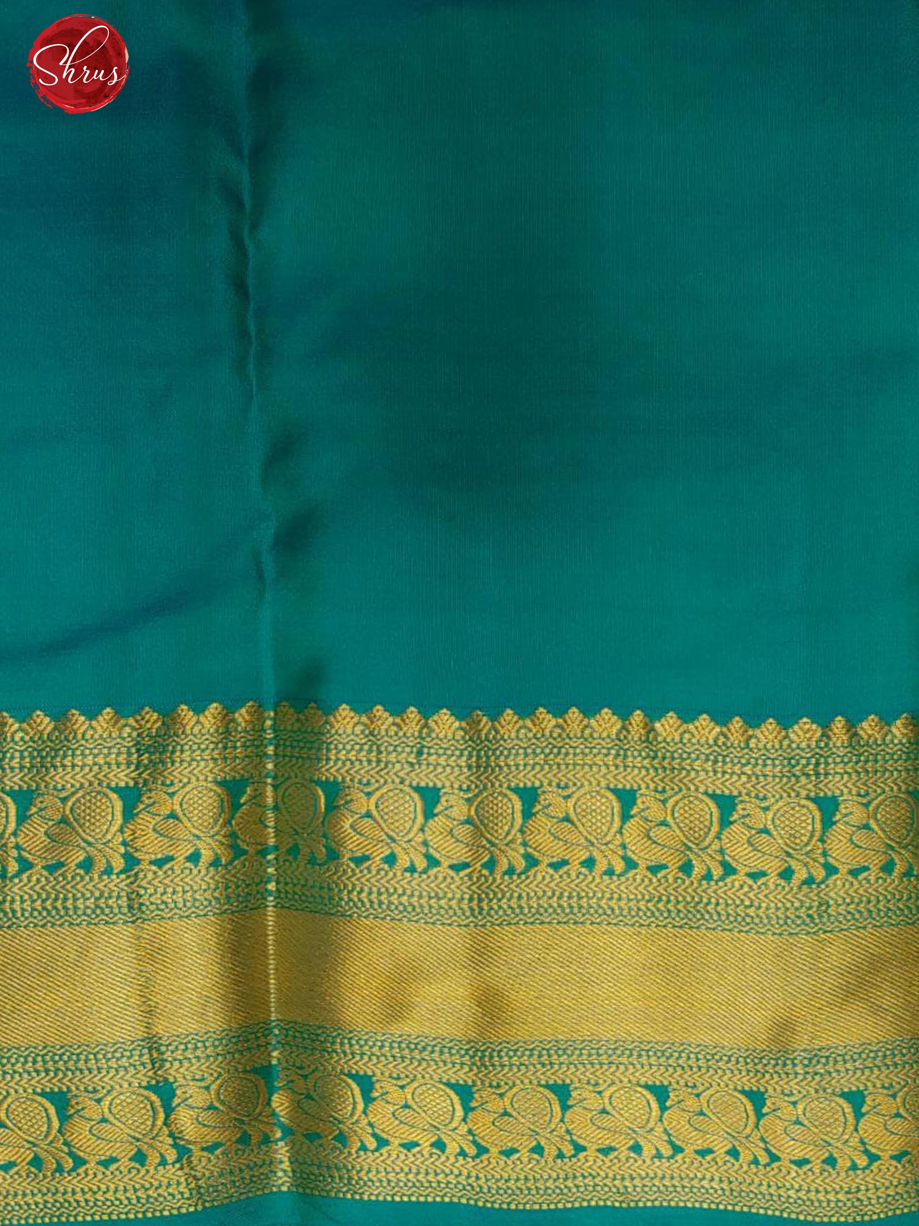 Red & Teal Blue - Kanchipuram Silk with zari woven peacock in circle motifs on the body & Contrast Zari Border - Shop on ShrusEternity.com
