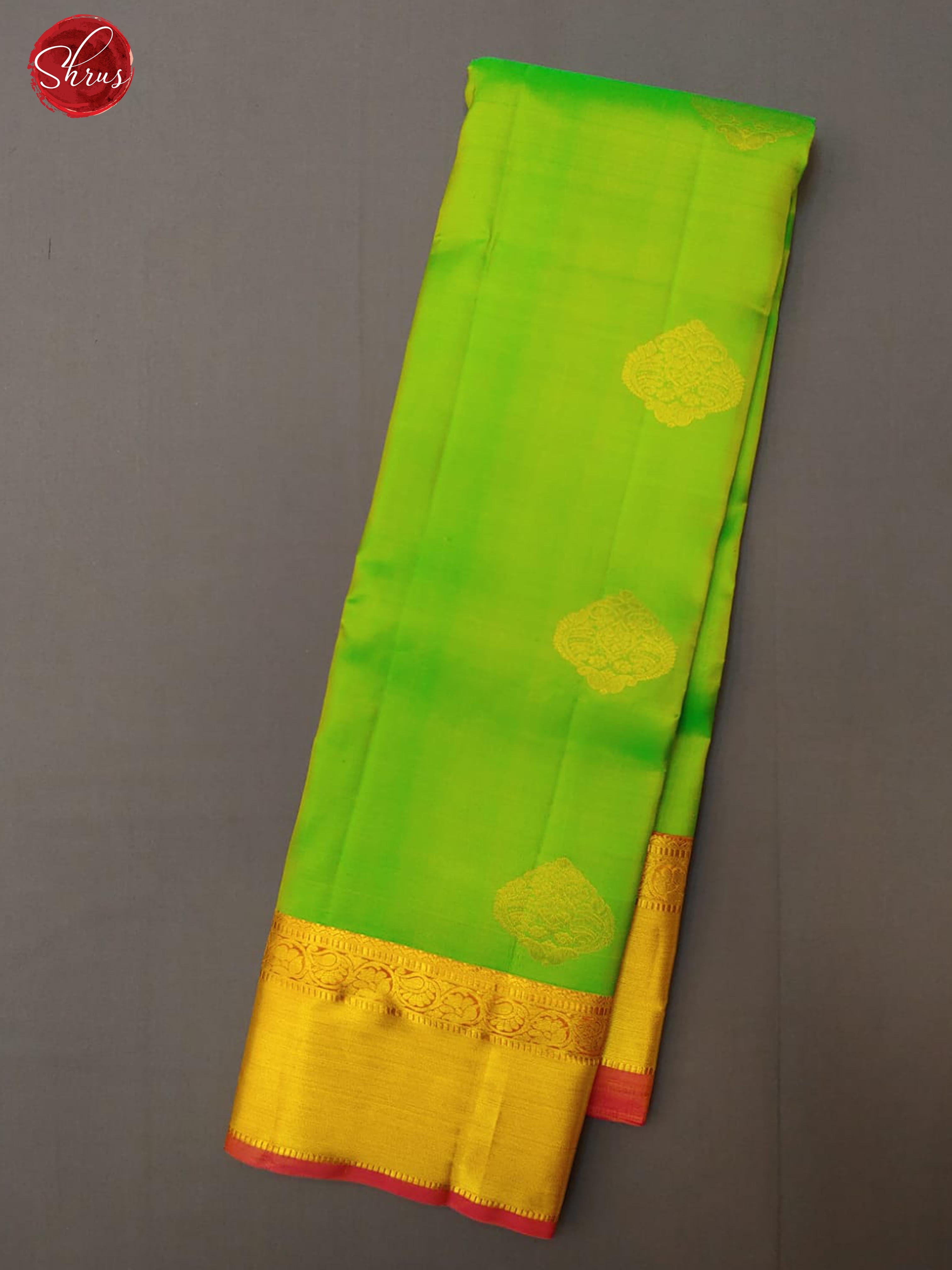 Parrot Green & Pink - Kanchipuram Silk with zari woven floral motif son the body & Contrast Zari Border - Shop on ShrusEternity.com