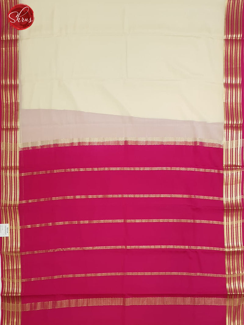 Buy Cream Pink Mysore Silk with plain Body Contrast Zari