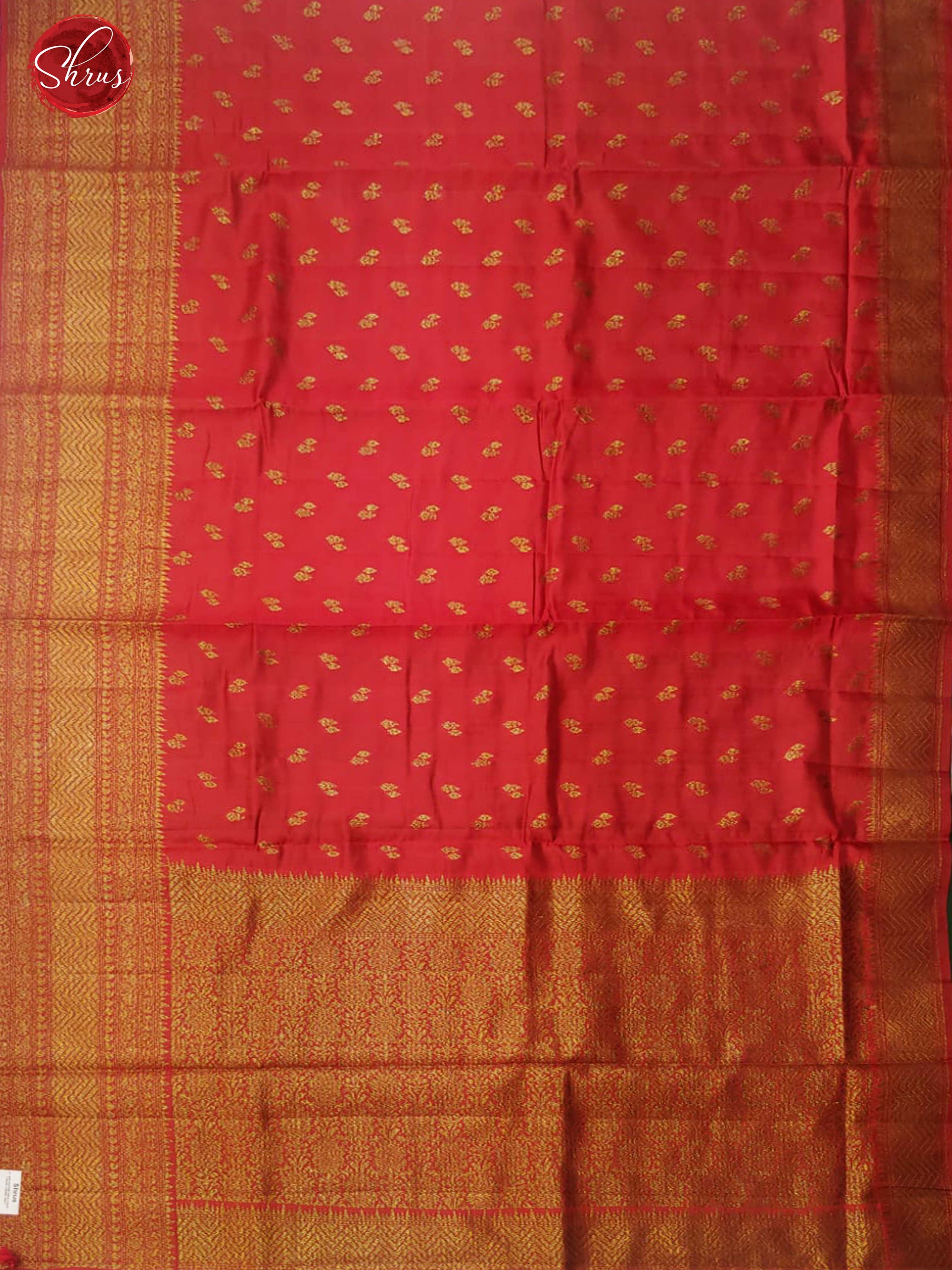 Red & Green - Banarasi Silk with zari buttas on the body & Zari Border - Shop on ShrusEternity.com