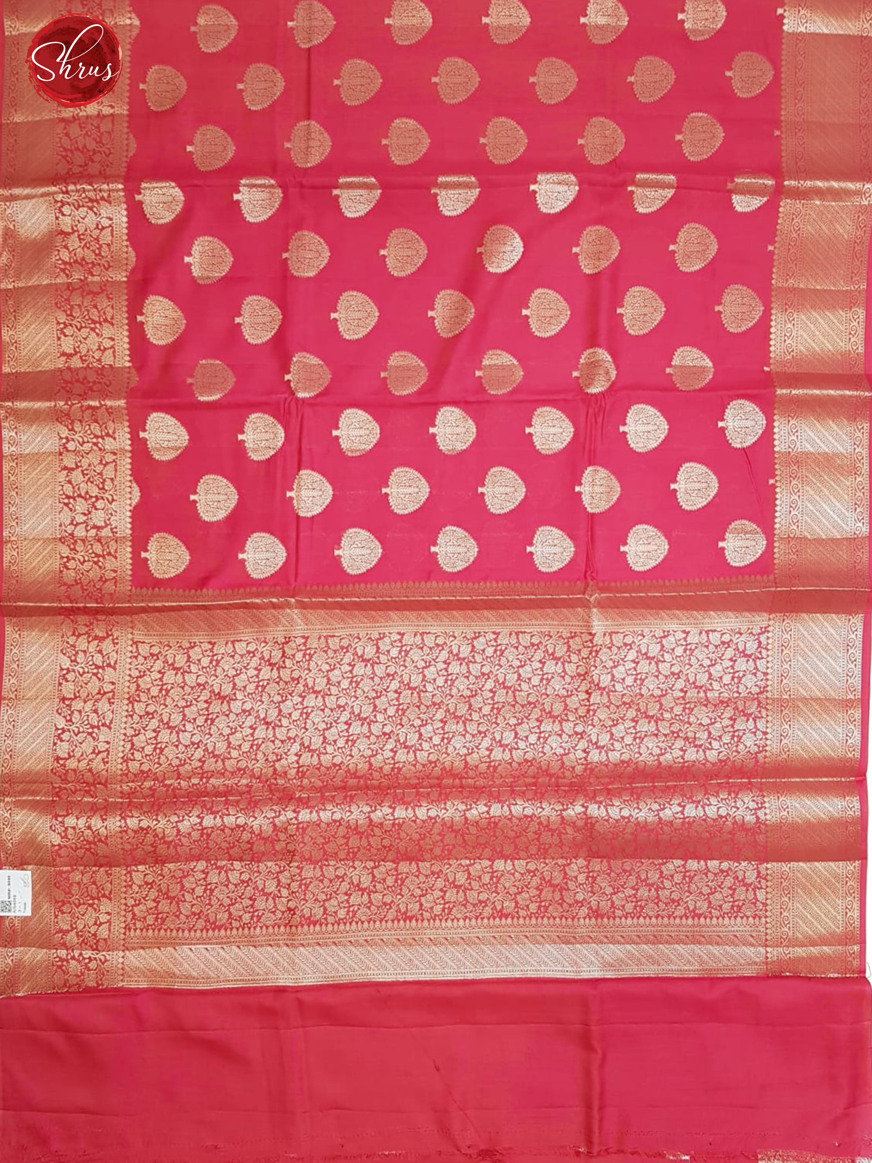 Pink(Single Tone)- Tussar with zari woven floral motifs on the body & zari Border - Shop on ShrusEternity.com