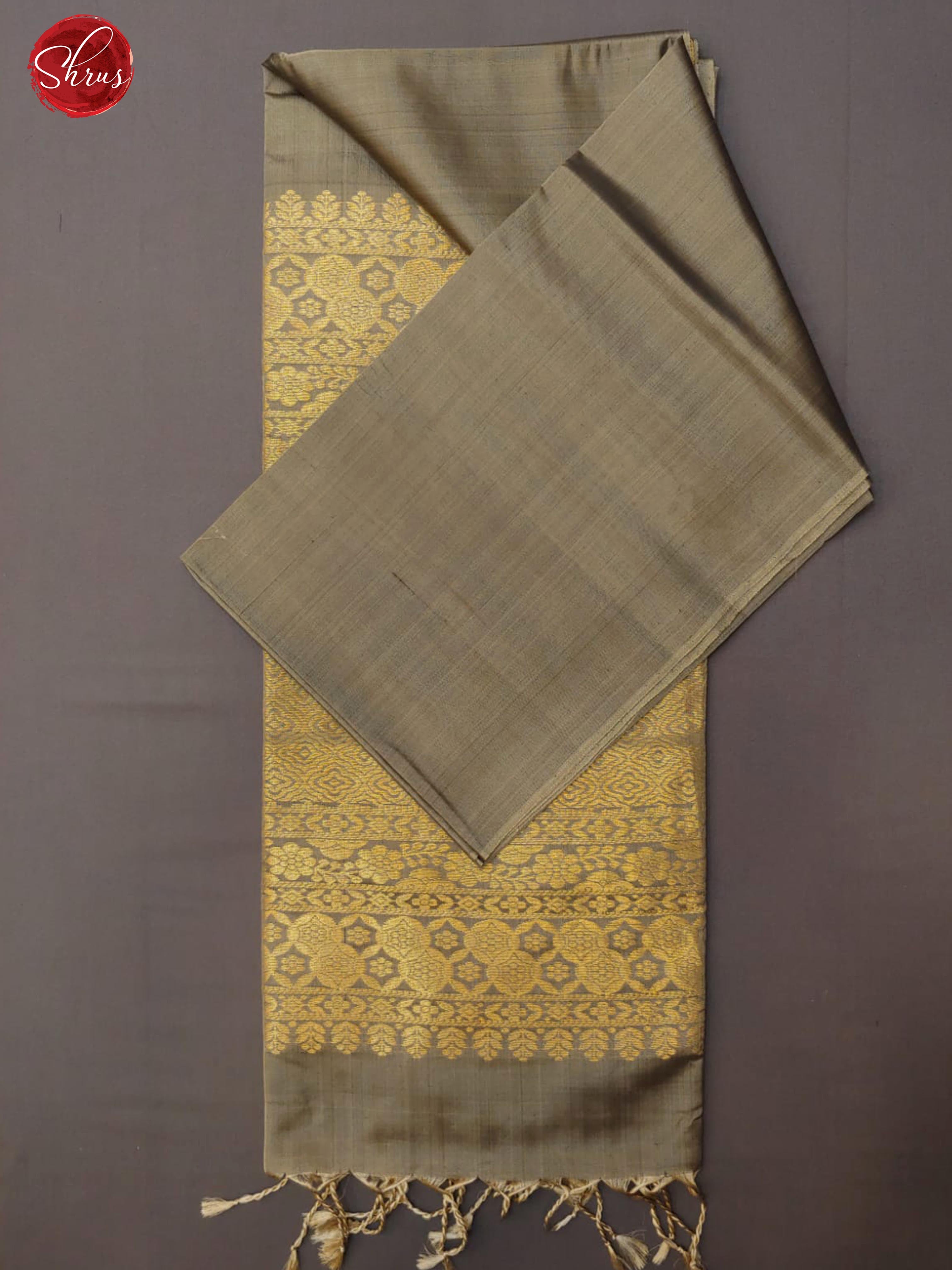 Grey(Single Tone)- Borderless Soft Silk with plain body & Zari Brocade pallu - Shop on ShrusEternity.com