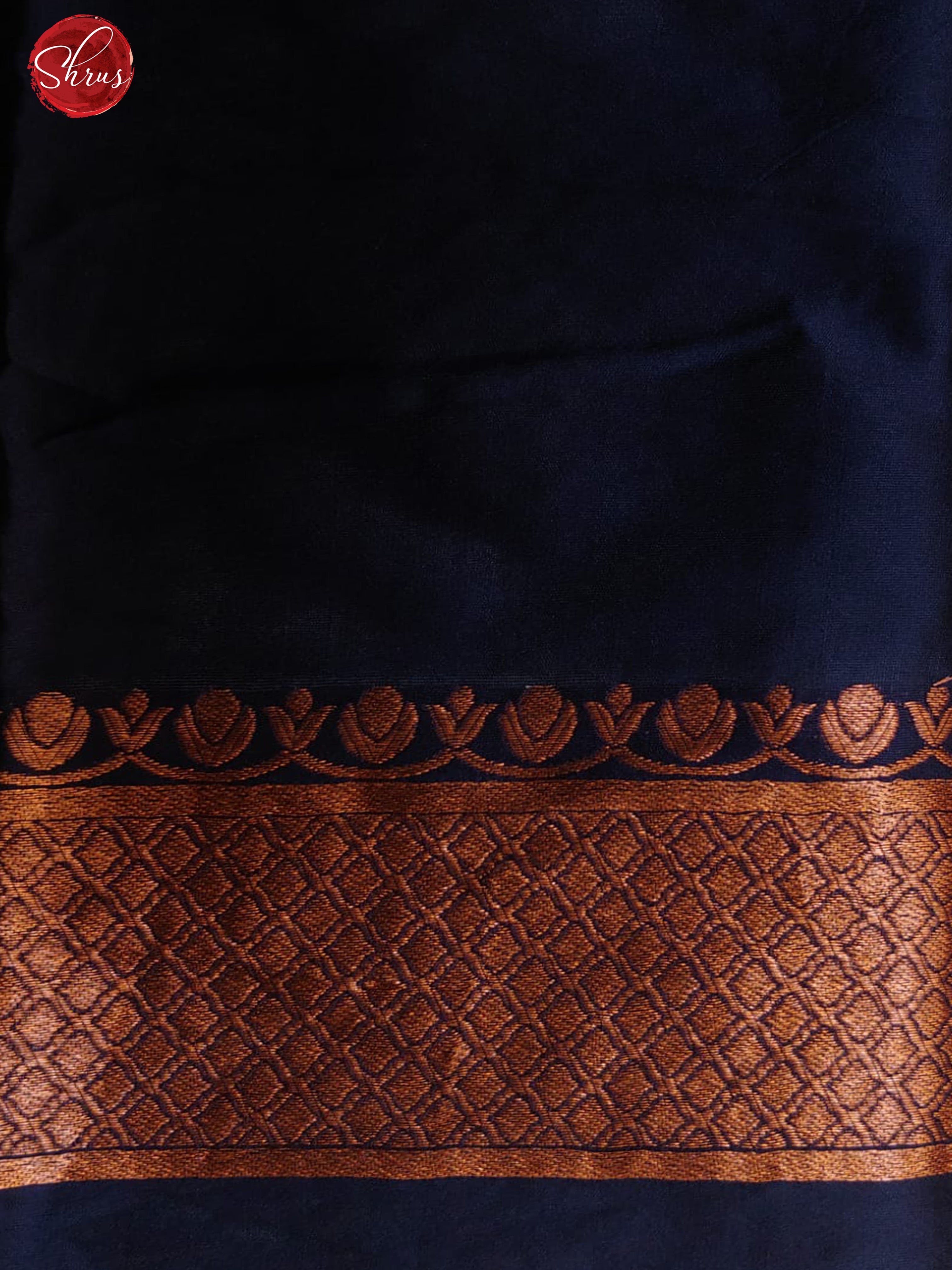 Navy Blue(Single Tone)- Semi Khatan with zari woven paisleys motifs on the body & Zari Border - Shop on ShrusEternity.com