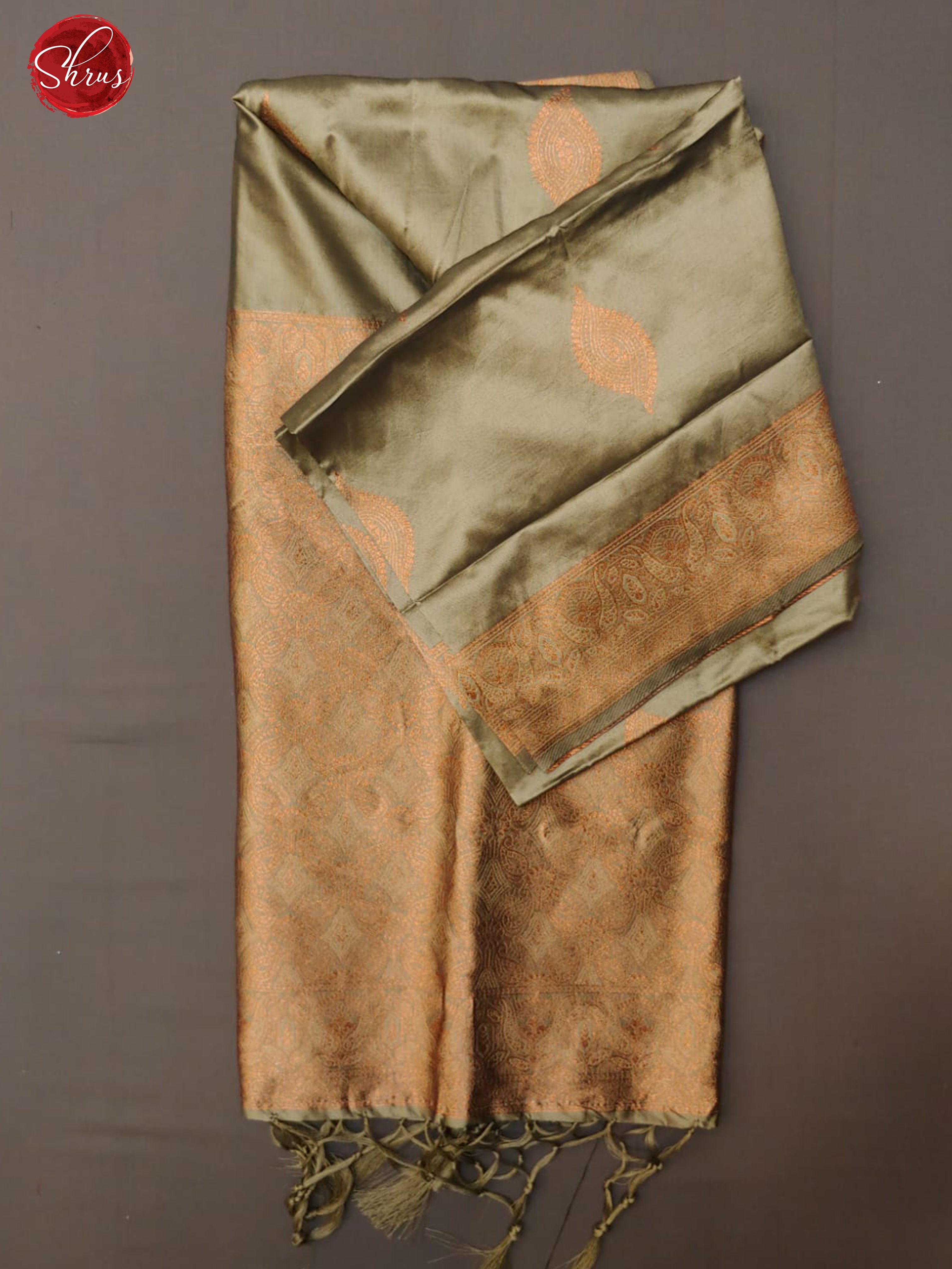 Silver(Single Tone)- Semi Khatan with zari woven floral motifs on the body & Zari Border - Shop on ShrusEternity.com